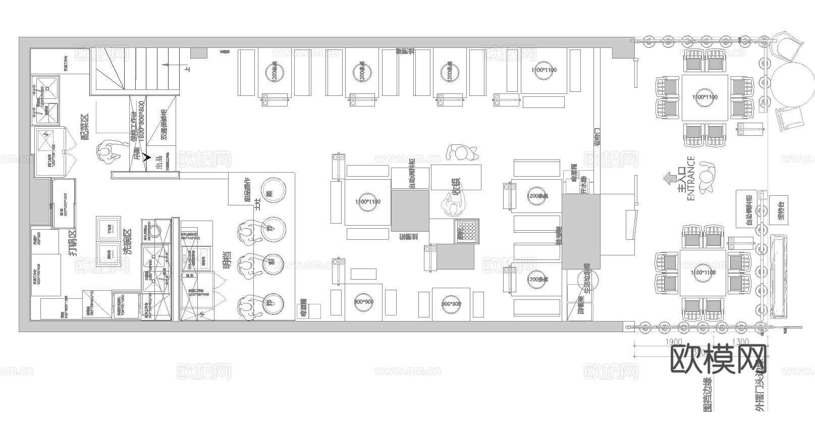 牛肉火锅店 最新平面施工图合集cad施工图