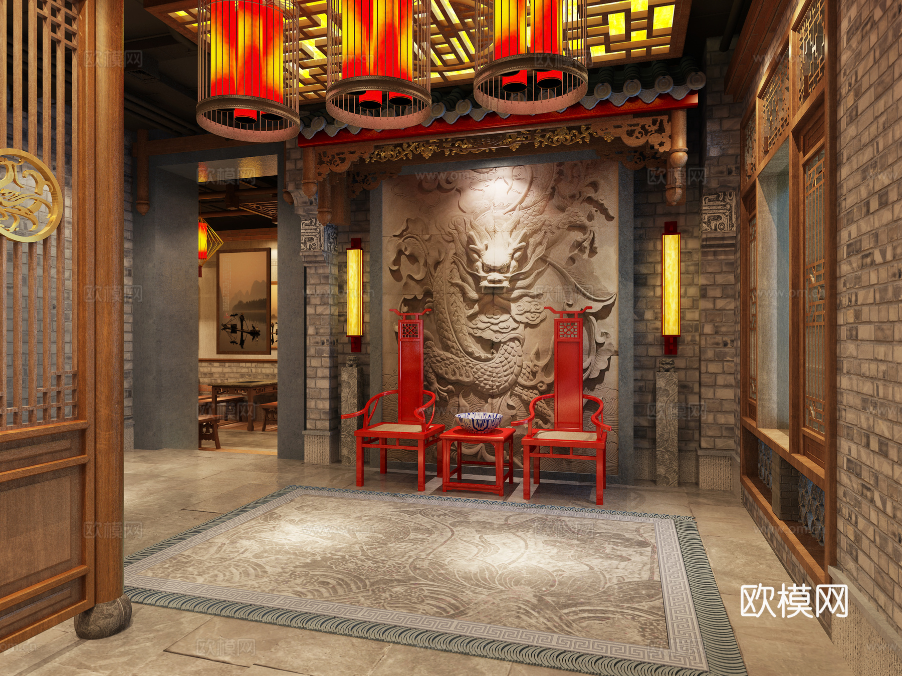 火锅店 串串店 最新全套施工图 效果图合集cad施工图