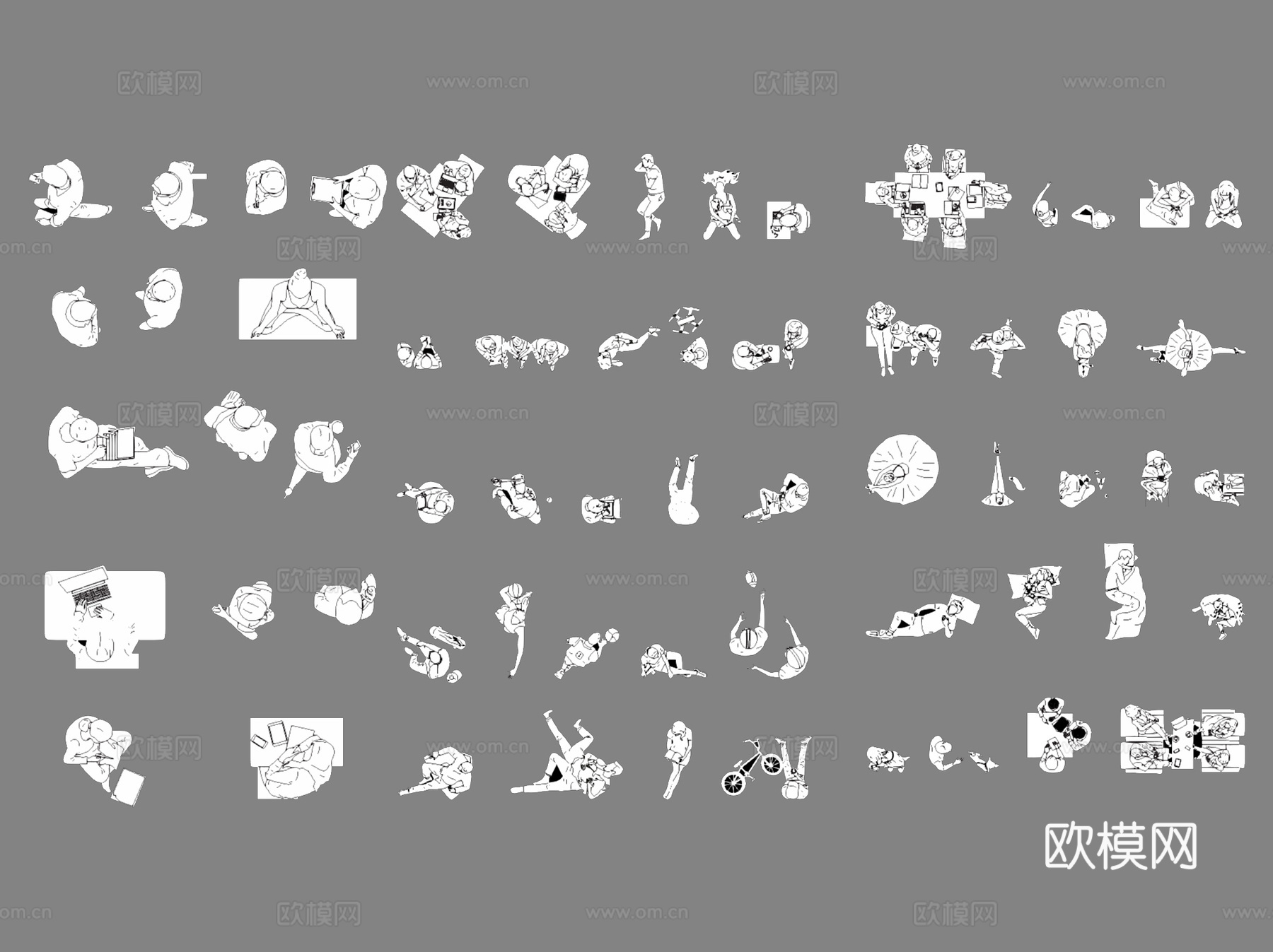 人物顶视平立面CAD图块图库施工图集cad施工图