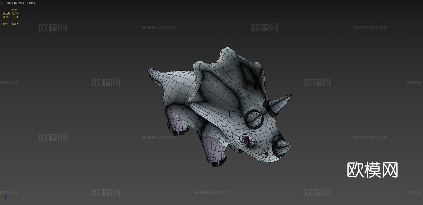 奔跑的幼年三角龙3d模型下载（渲染图4）