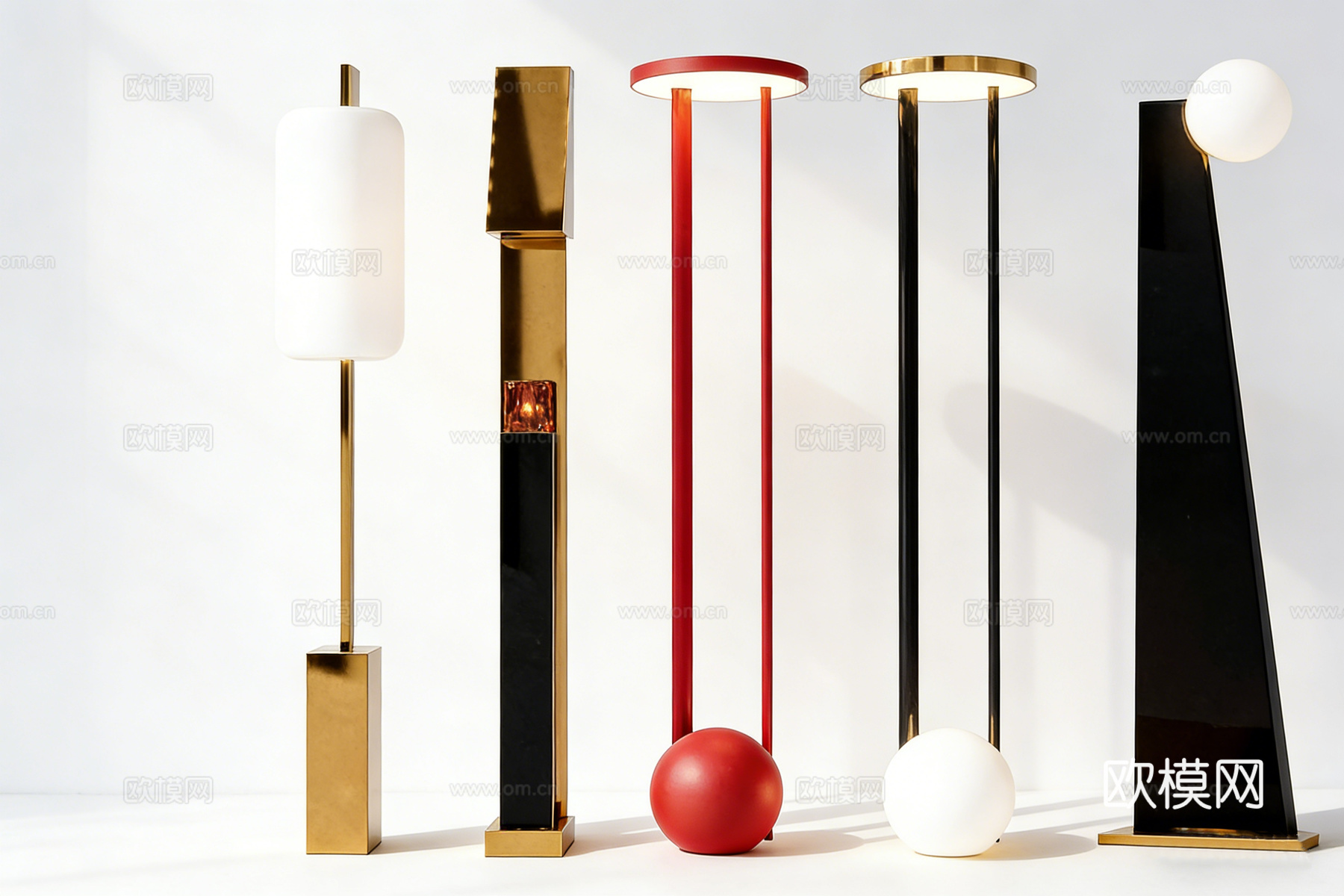 设计师款现代灯具  几何造型金属烤漆落地灯 撞色设计su模型
