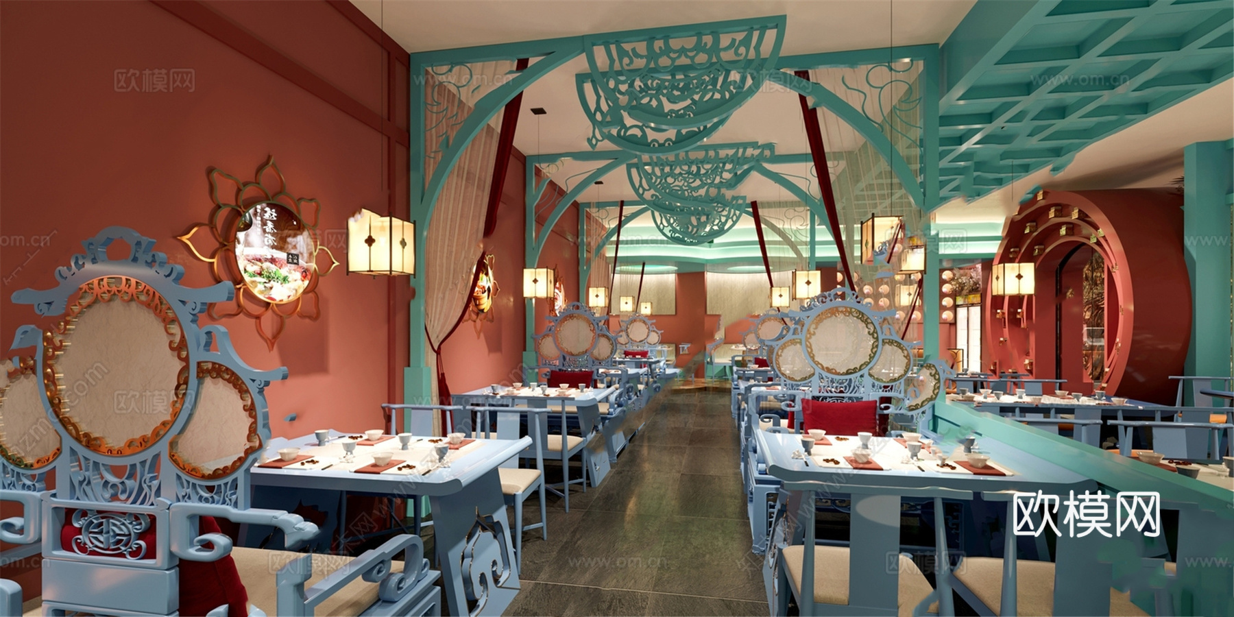 特色火锅店 串串店 最新全套施工图 效果图合集cad施工图