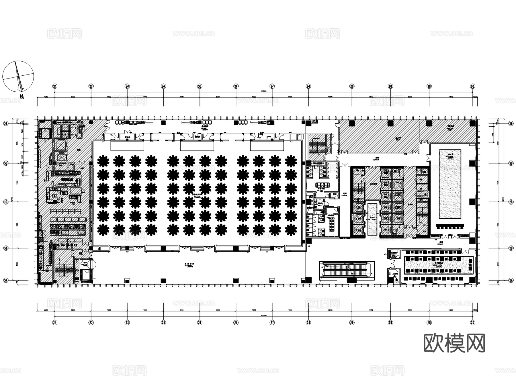 酒店饭店餐厅宴会厅室内工装平面图CAD施工图集12套cad施工图