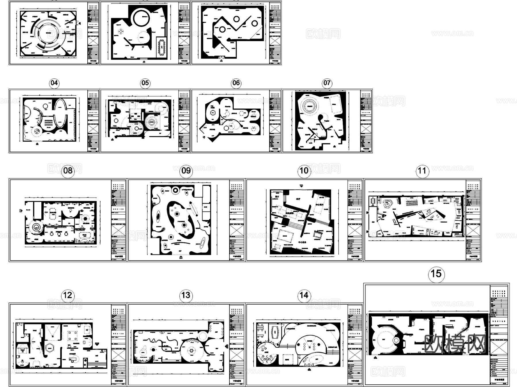 文化展馆展览展厅室内工装平面CAD施工图集 28套cad施工图