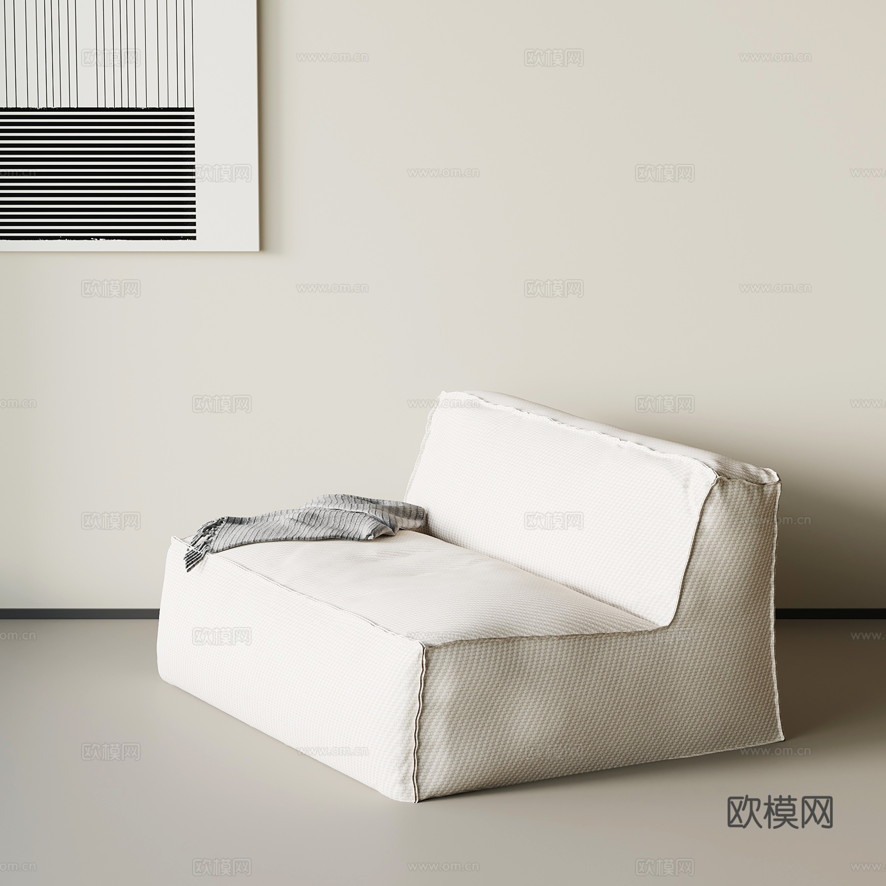 现代奶油风懒人沙发 单人沙发su模型