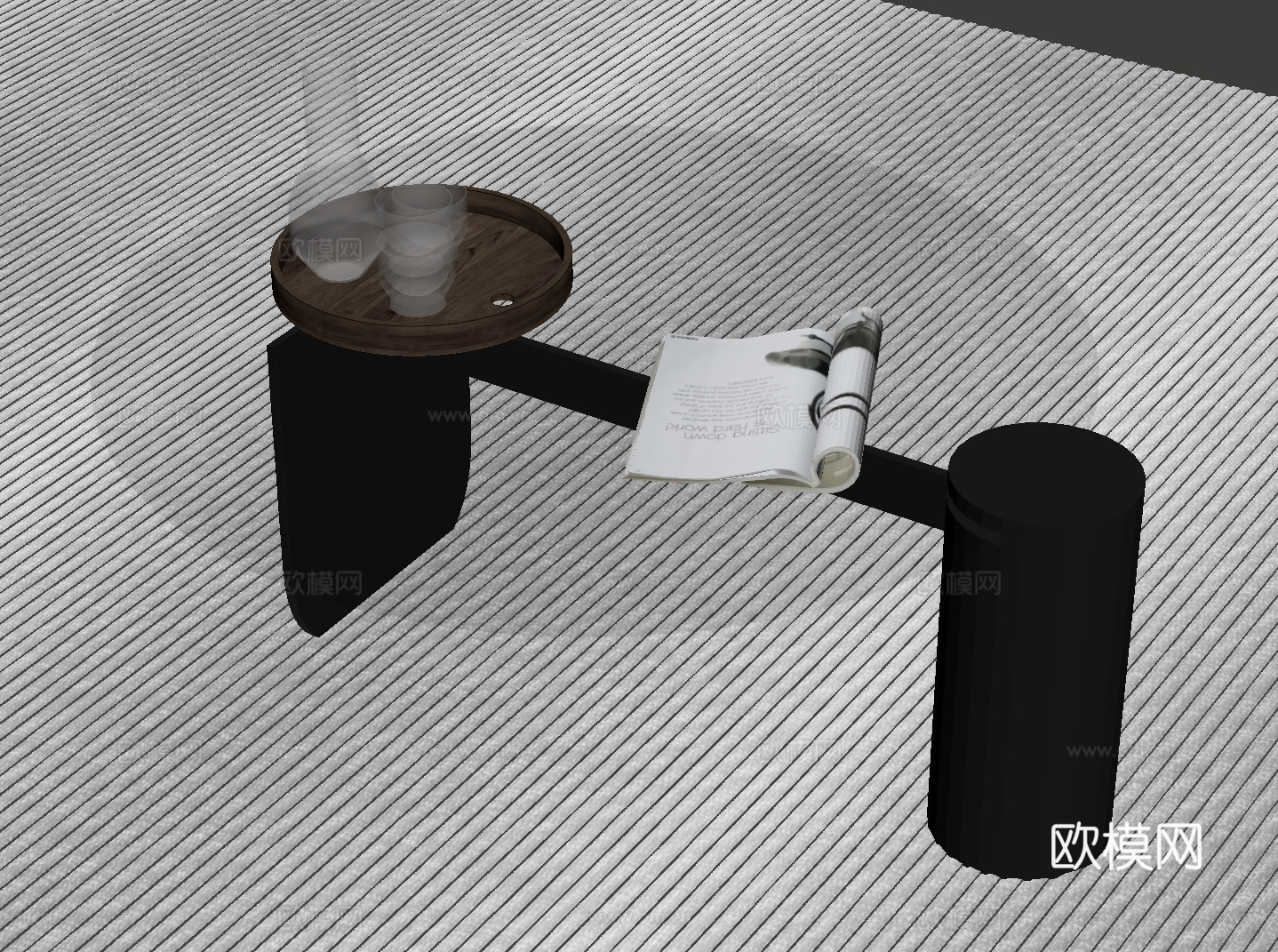 现代意式茶几su模型