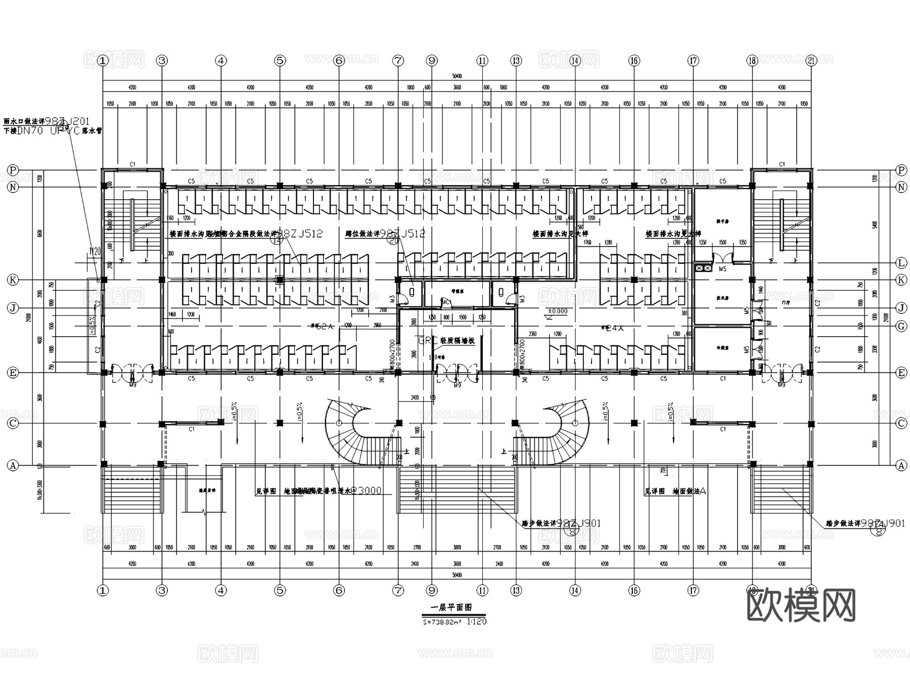 企业学校公共食堂厨房建筑CAD施工图集 25套cad施工图