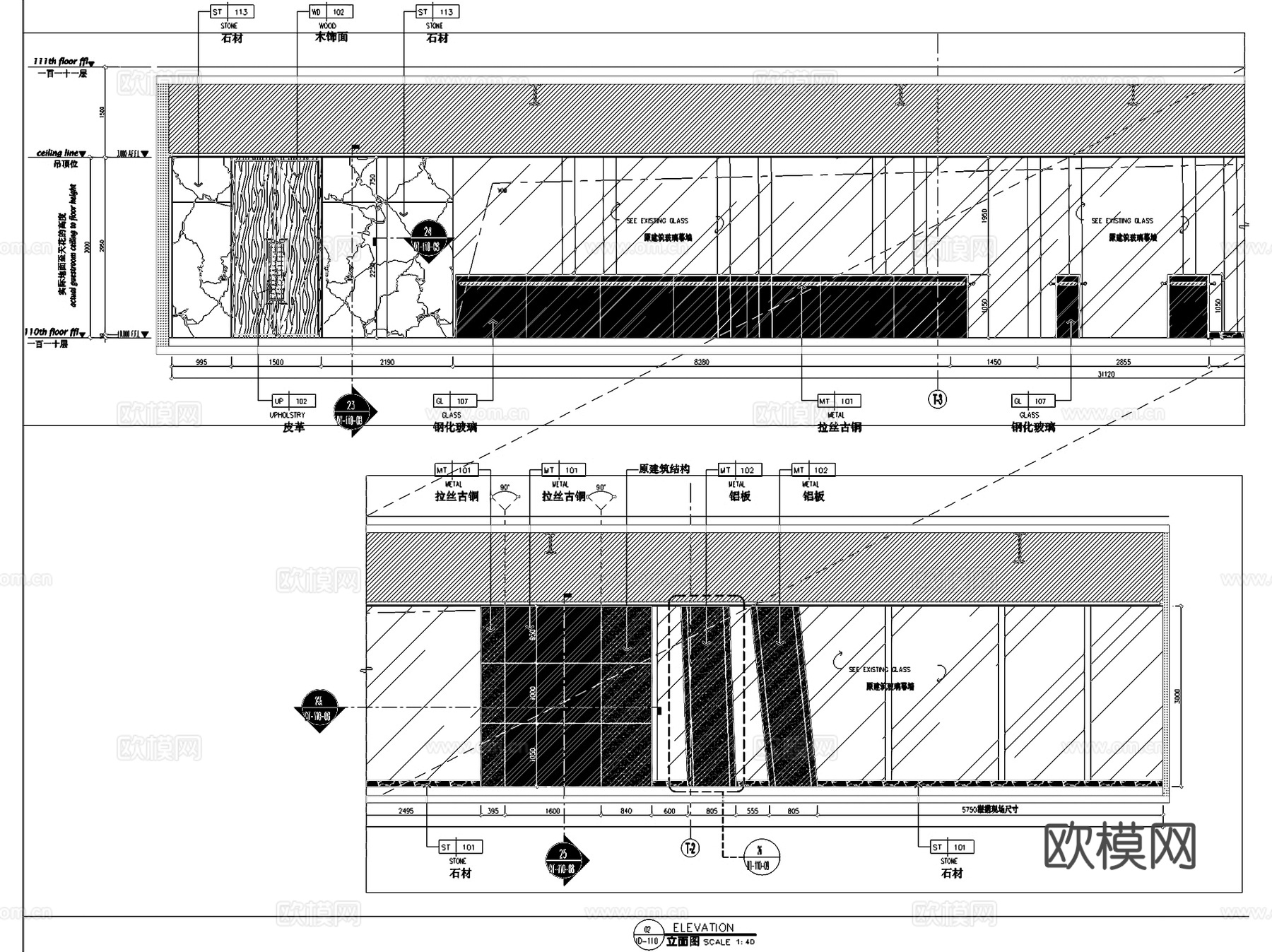 深圳平安金融中心办公室室内工装CAD施工图+文本cad施工图