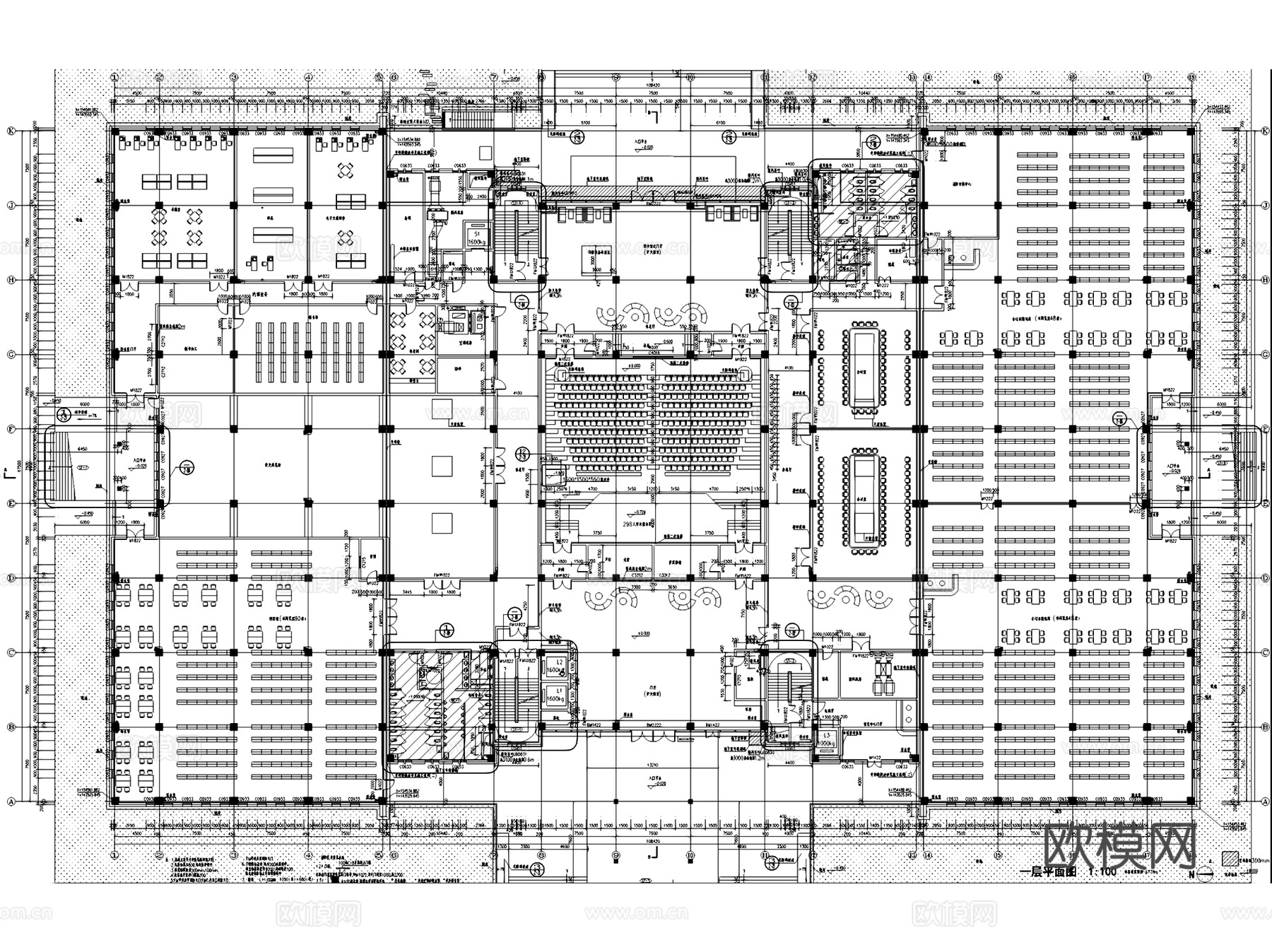图书馆阅览室档案室书吧室内工装平面CAD施工图集 19套cad施工图
