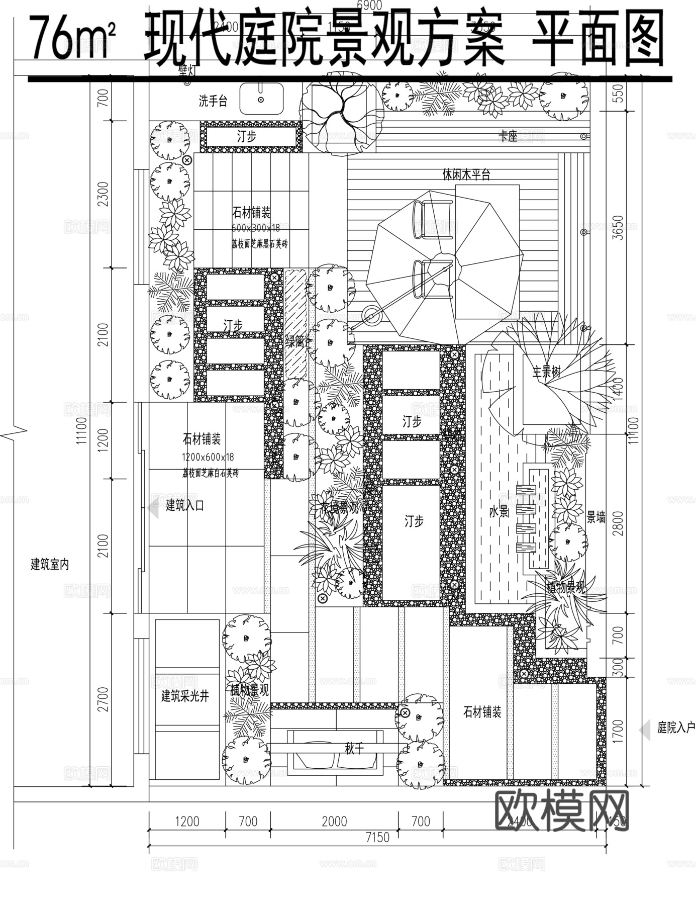 别墅庭院景观平面图cadcad施工图