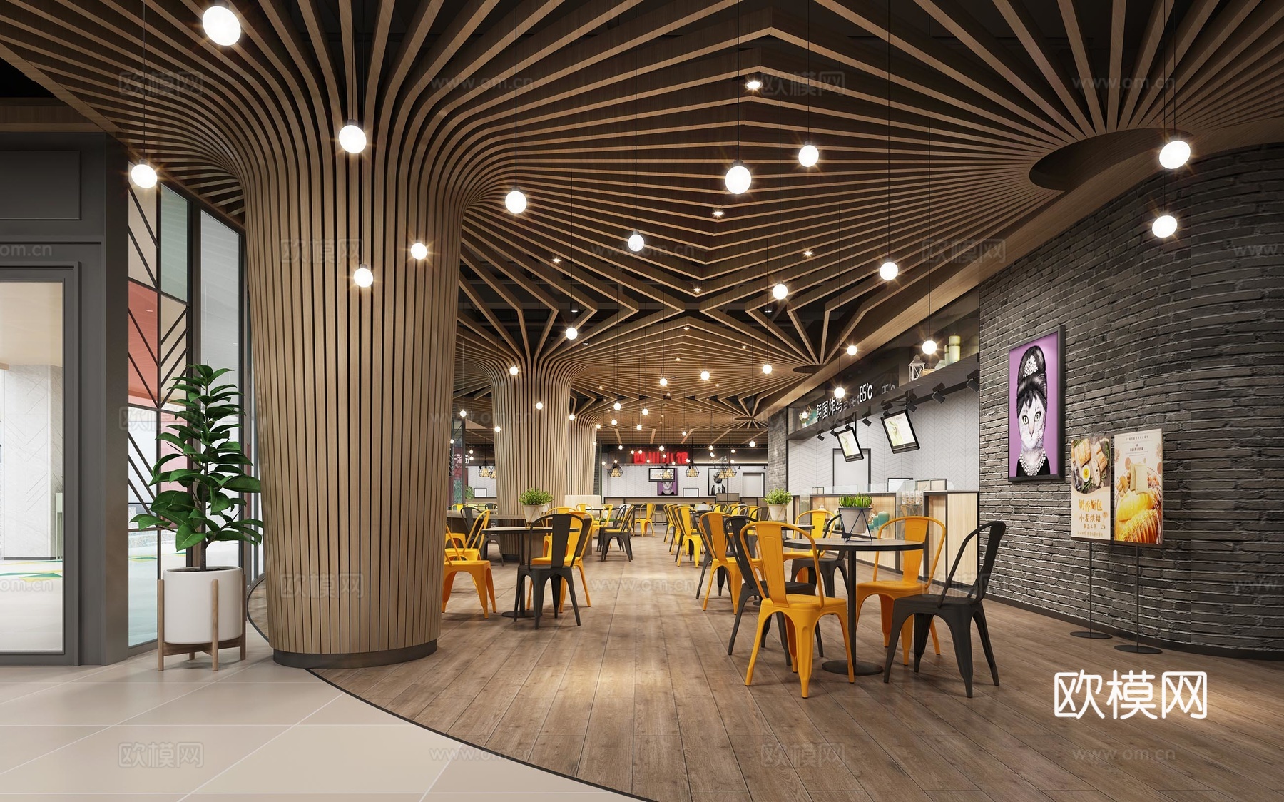 现代精品餐厅 桌椅组合3D模型3d模型下载（渲染图3）