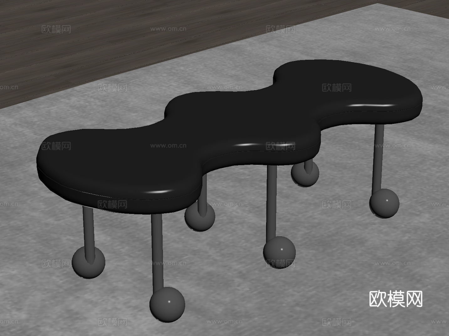现代意式长凳 床尾凳 沙发凳 换鞋凳su模型
