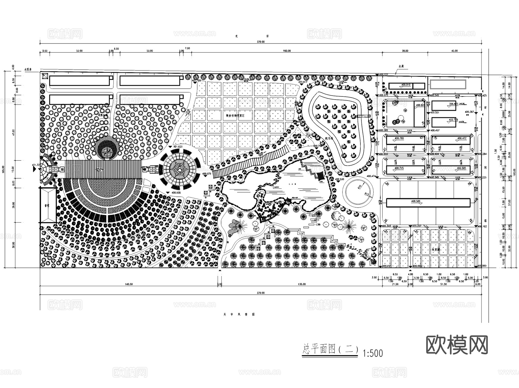 农业田园小镇观光园农庄景观平面图CAD施工图集 9套cad施工图