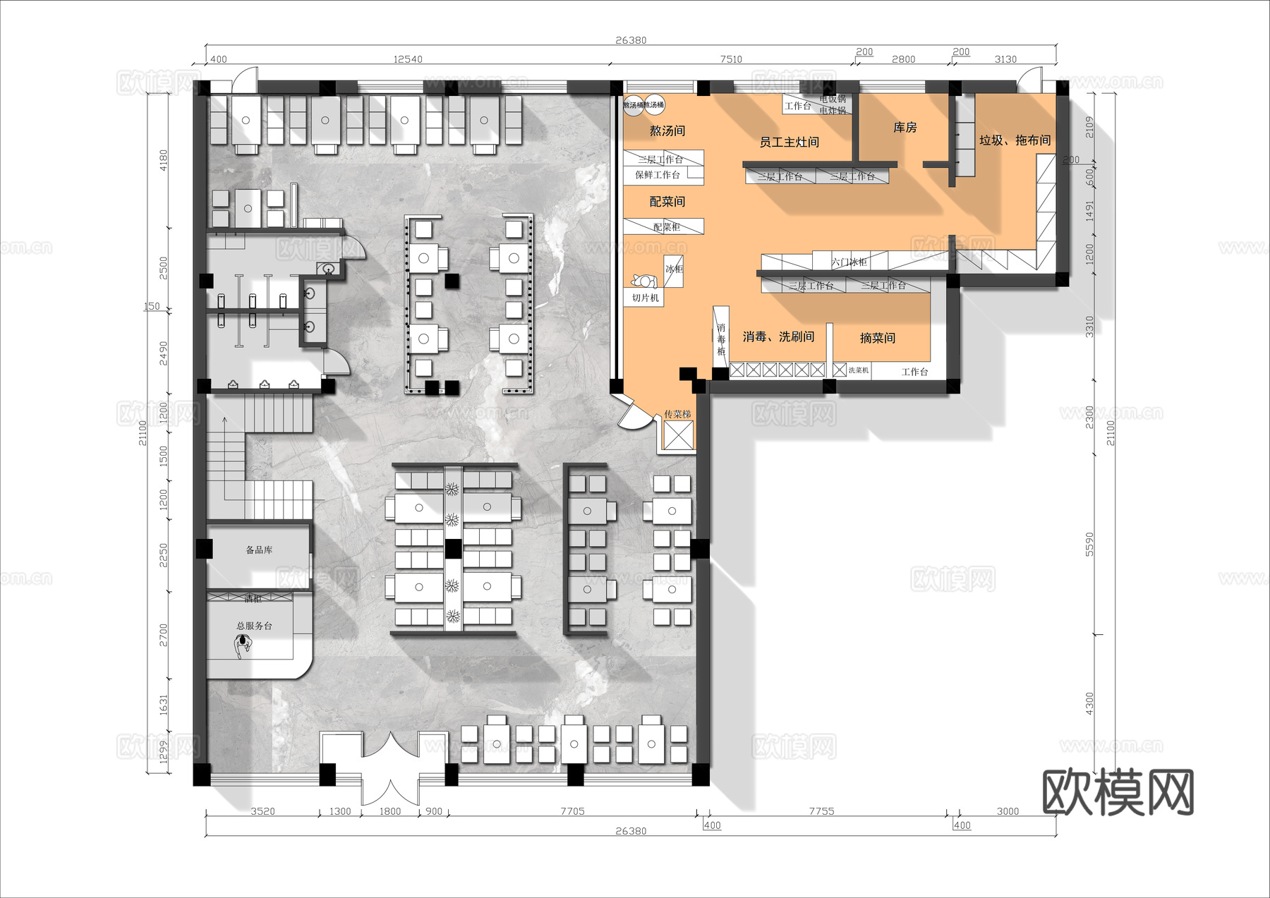 烧烤店 最新平面施工图合集cad施工图