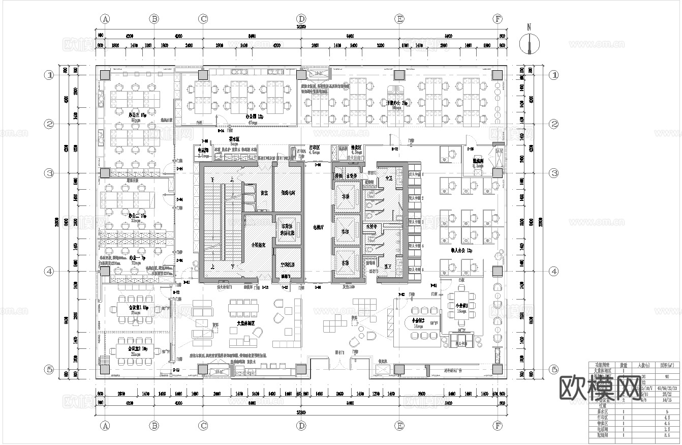 1000平办公室  最新平面施工图cad施工图
