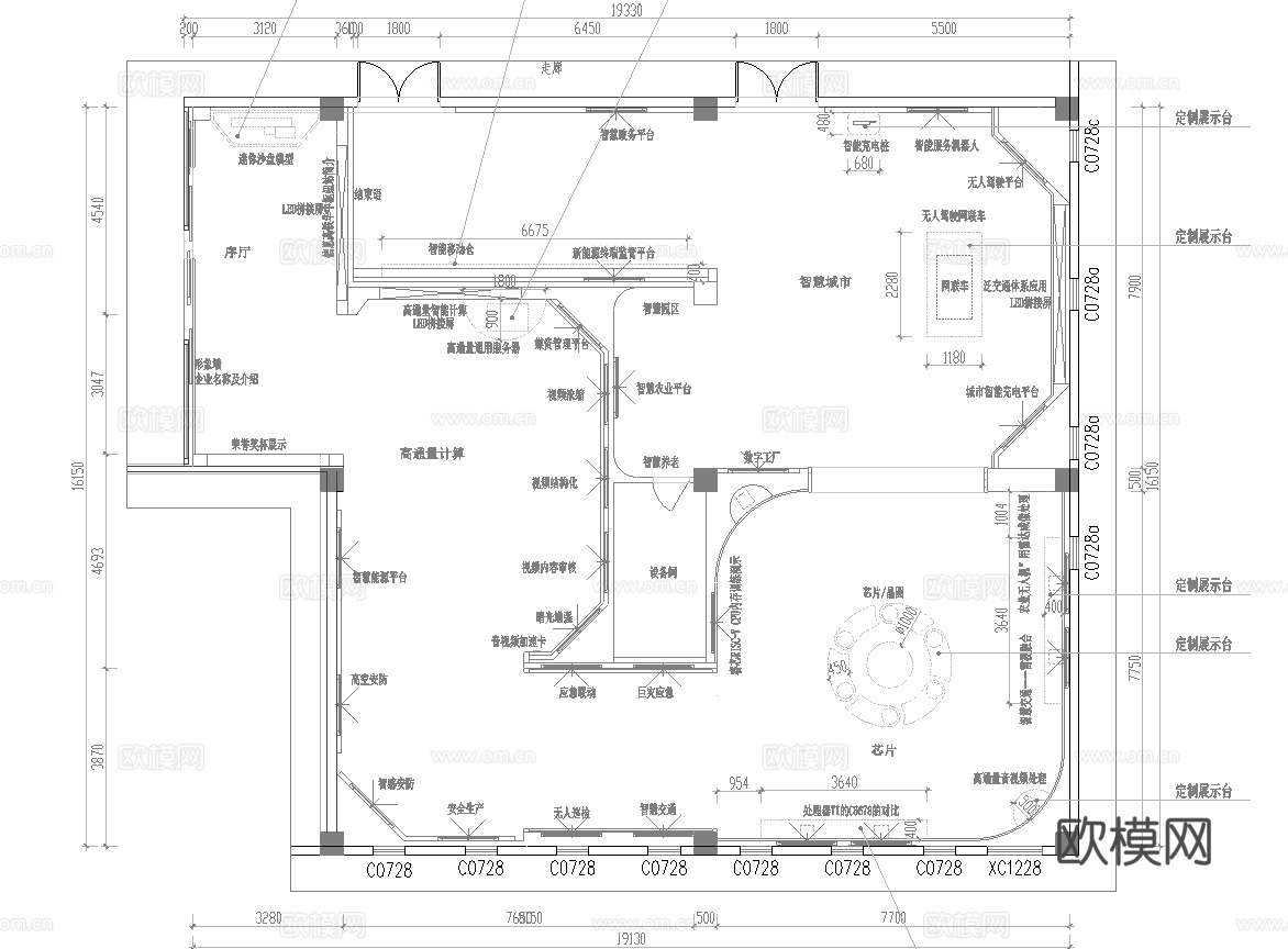科技展厅 最新平面施工图合集cad施工图