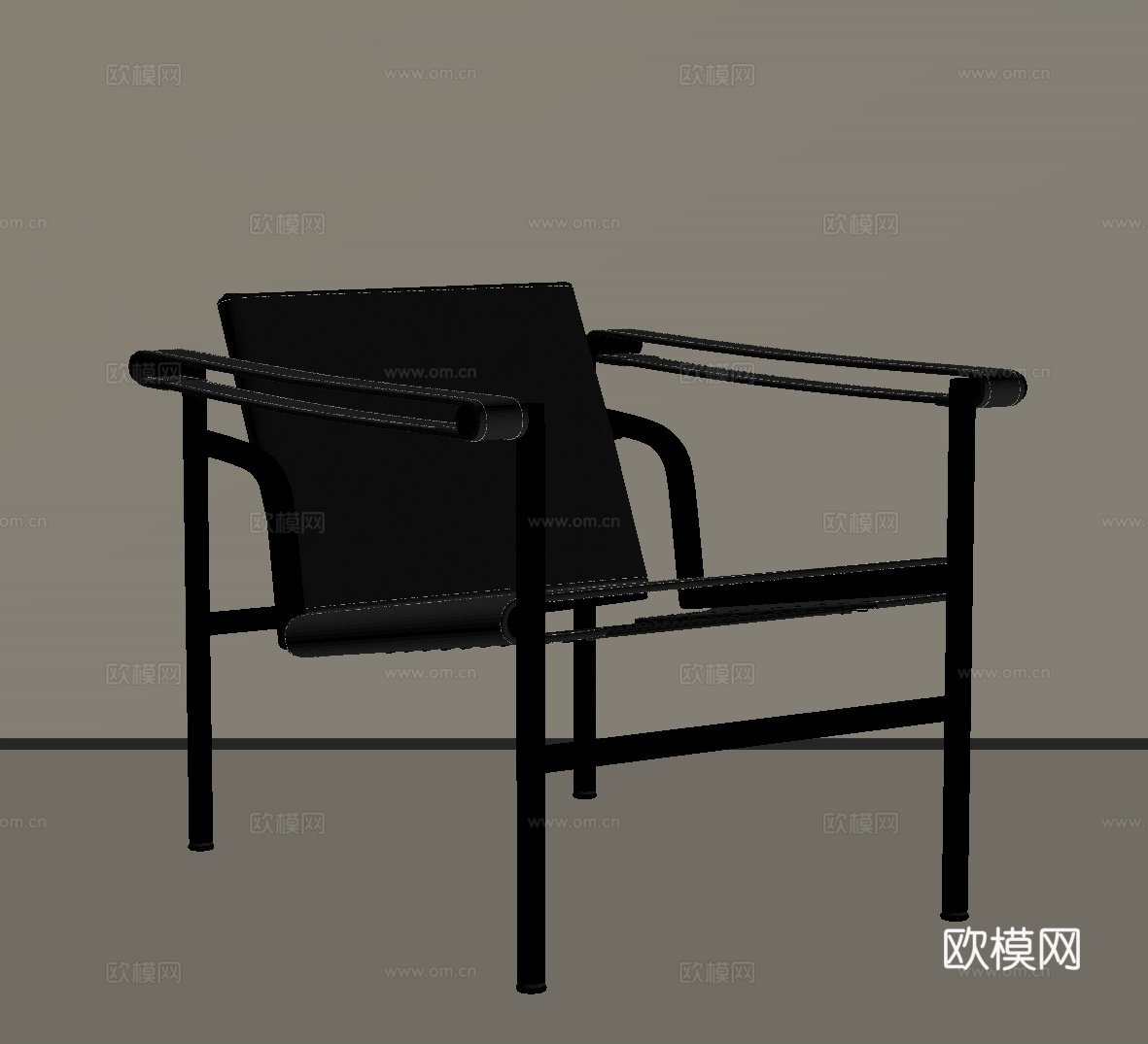 现代意式休闲椅 皮革休闲椅 单人沙发su模型