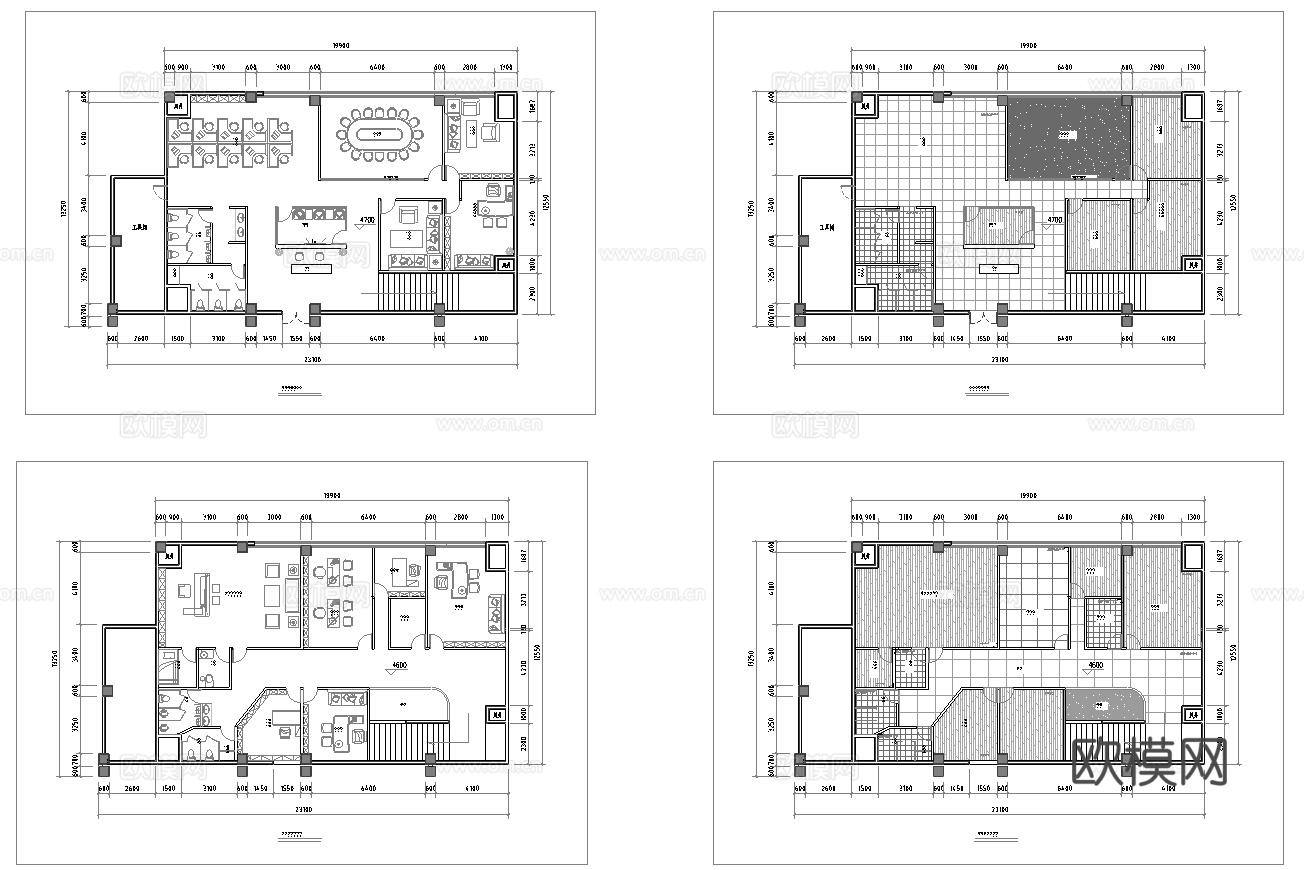 最新办公室平面施工图cad施工图