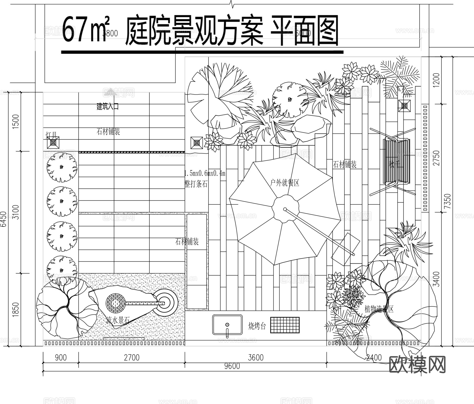 庭院景观平面图cad施工图cad施工图