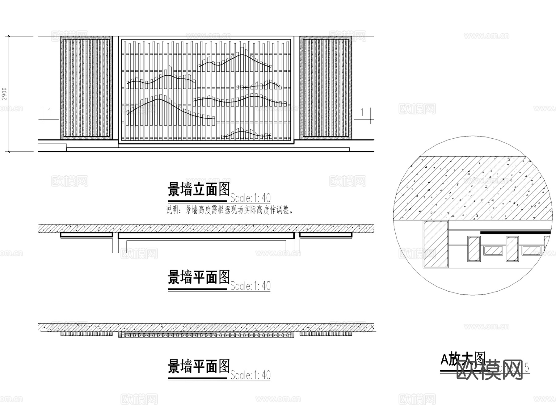 新中式别墅庭院花园景观CAD施工图整套cad施工图
