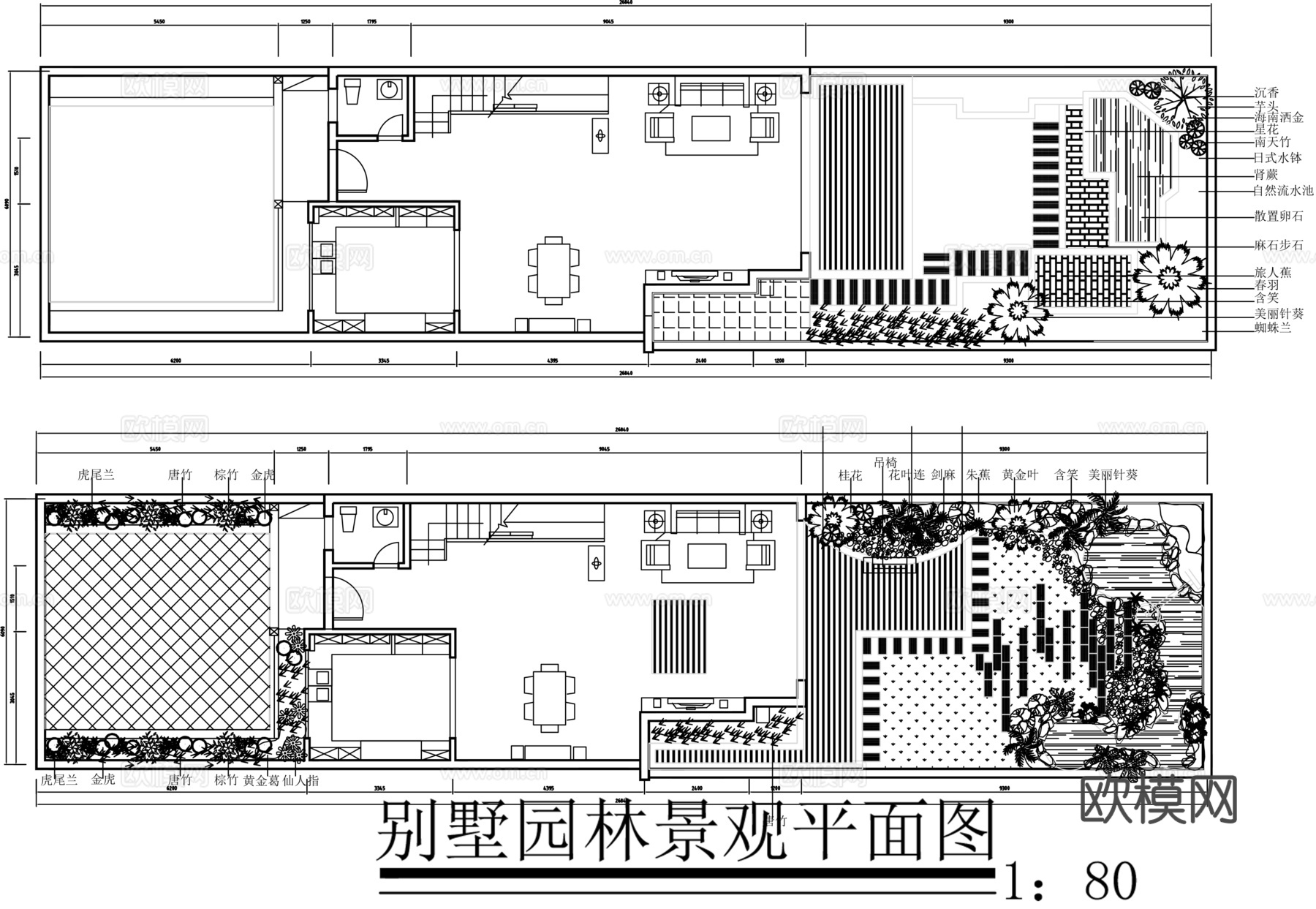别墅庭院景观平面图cad施工图
