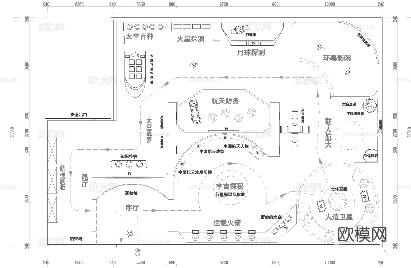 科技展厅 最新平面施工图合集cad施工图