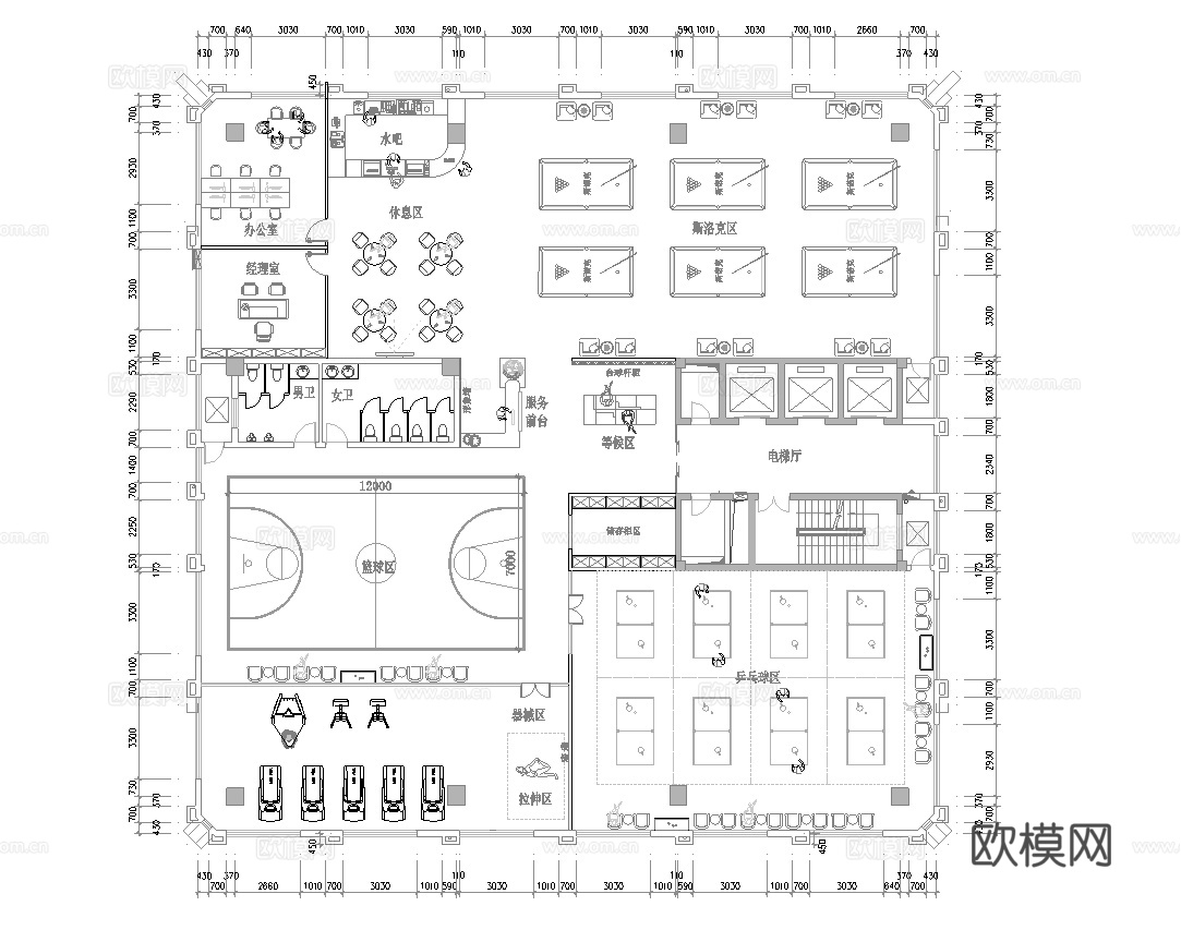 运动馆 最新平面施工图合集cad施工图