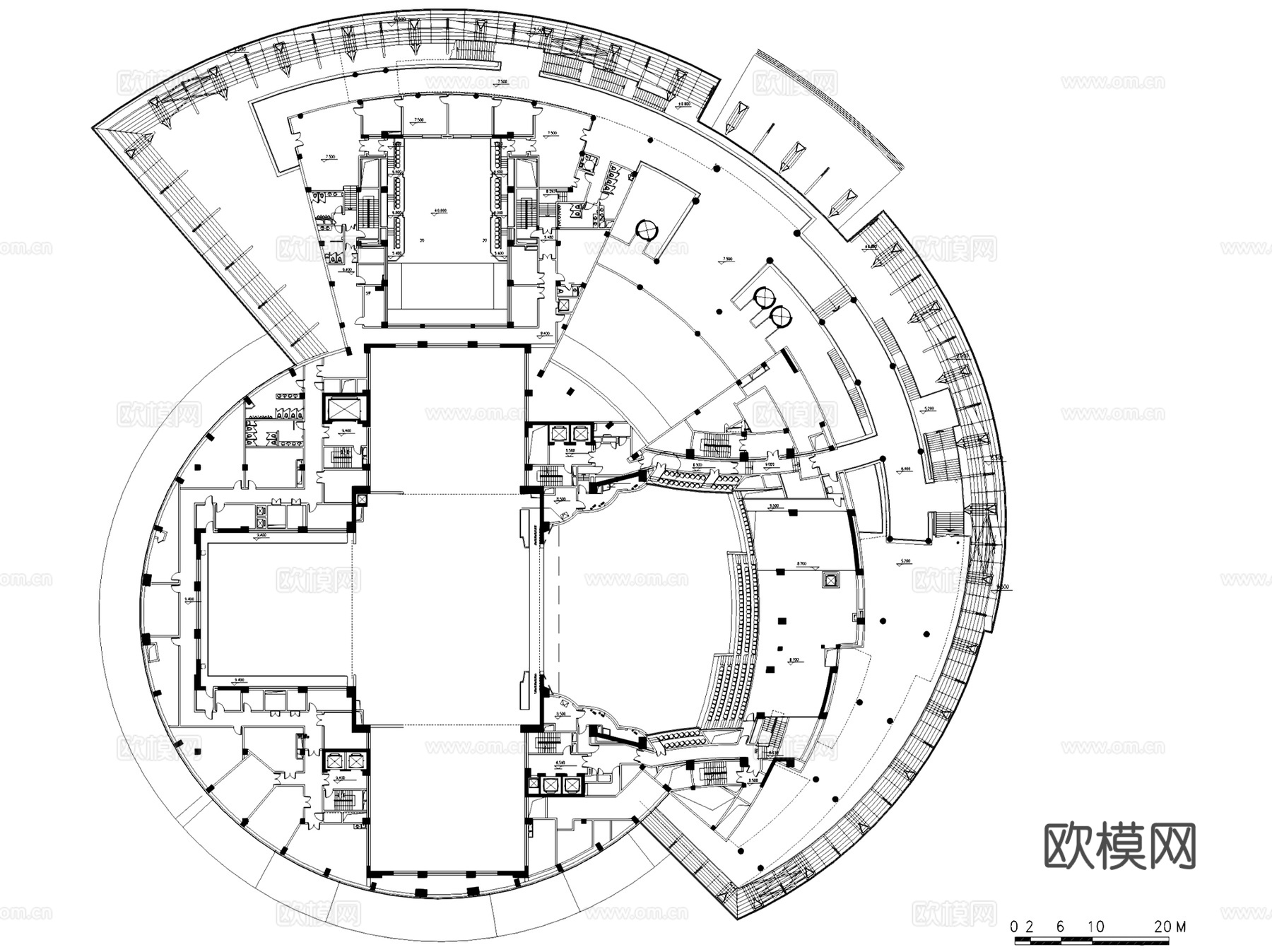东莞市大剧院影剧场平立剖面建筑CAD施工图cad施工图