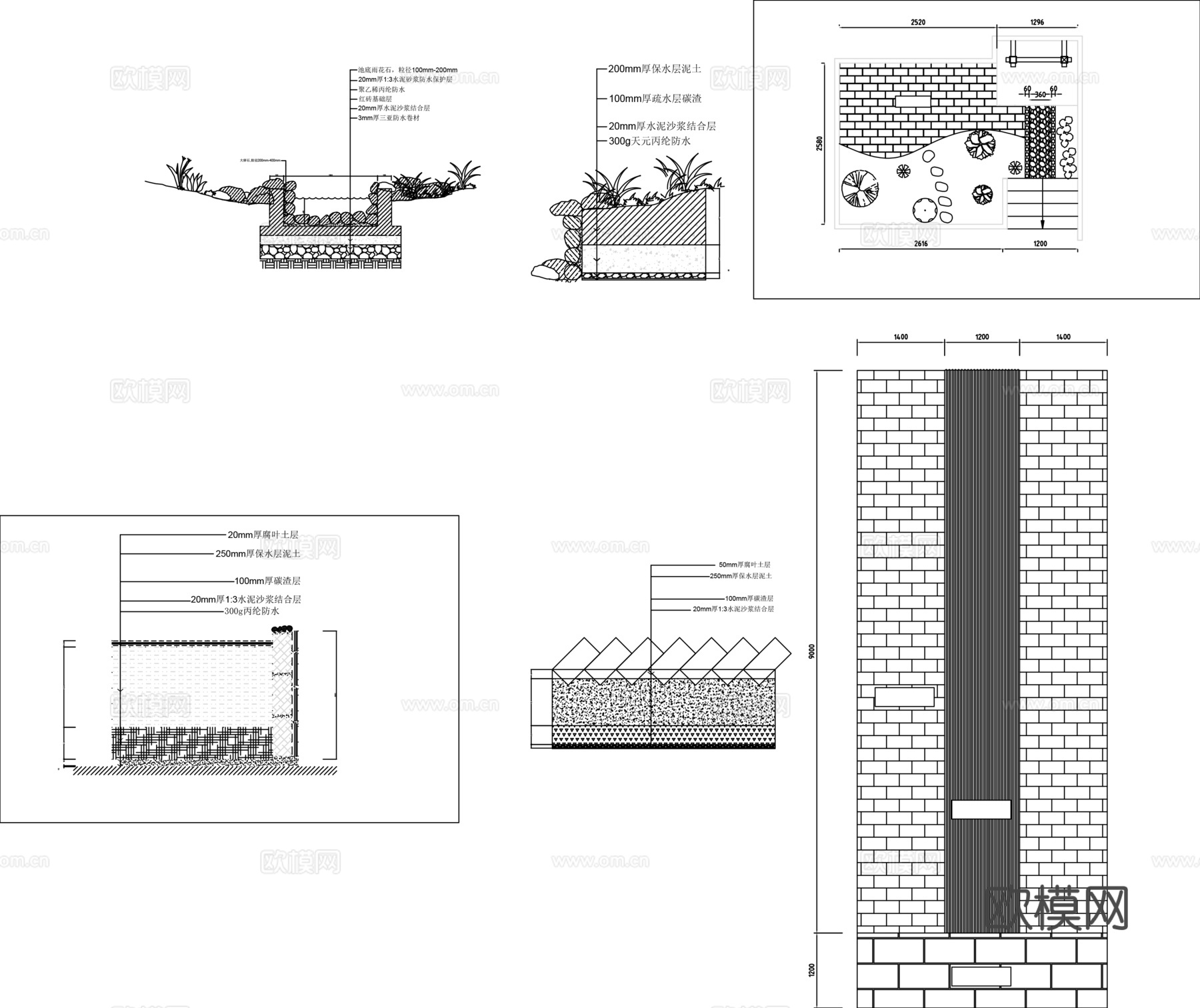 屋顶花园景观设计平面图.cad施工图