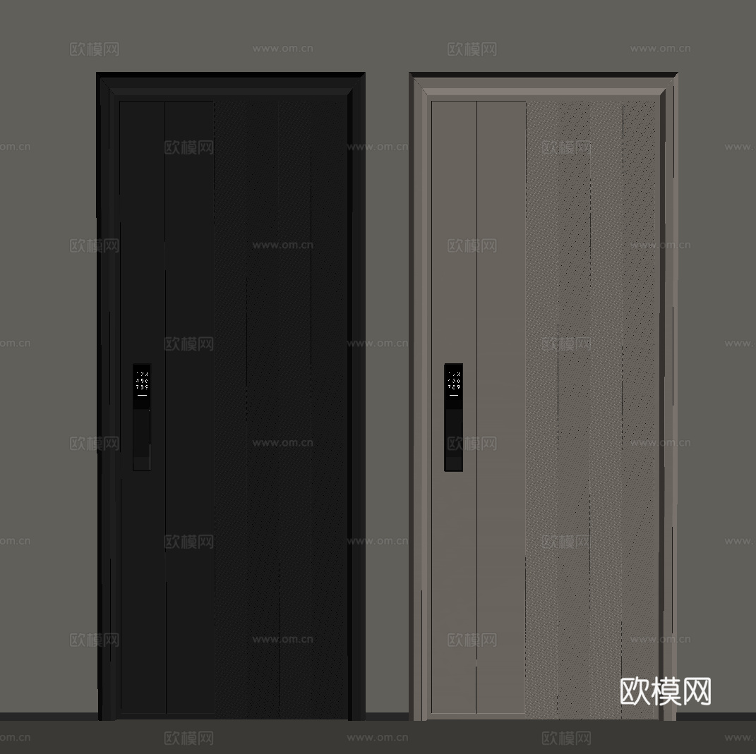 现代意式单开门 入户门su模型