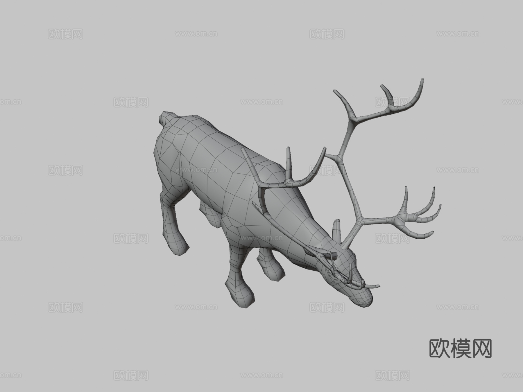 低多边形写实驯鹿3d模型下载（渲染图3）