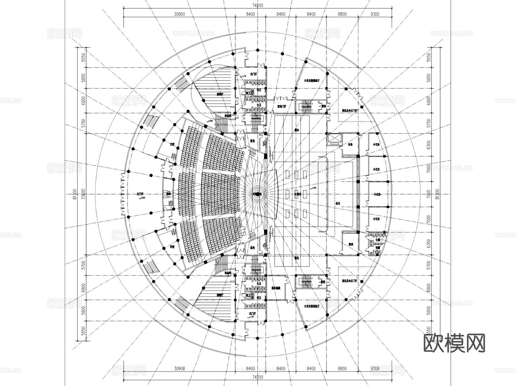 重庆江津一院四馆两中心剧院文化馆博物馆建筑平面CAD施工图cad施工图