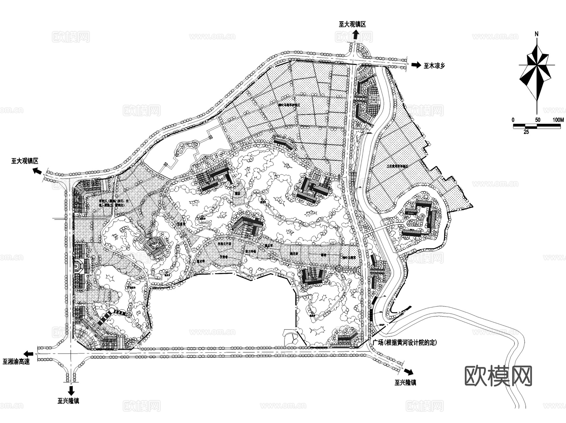 农业田园小镇观光园农庄景观平面图CAD施工图集 9套cad施工图