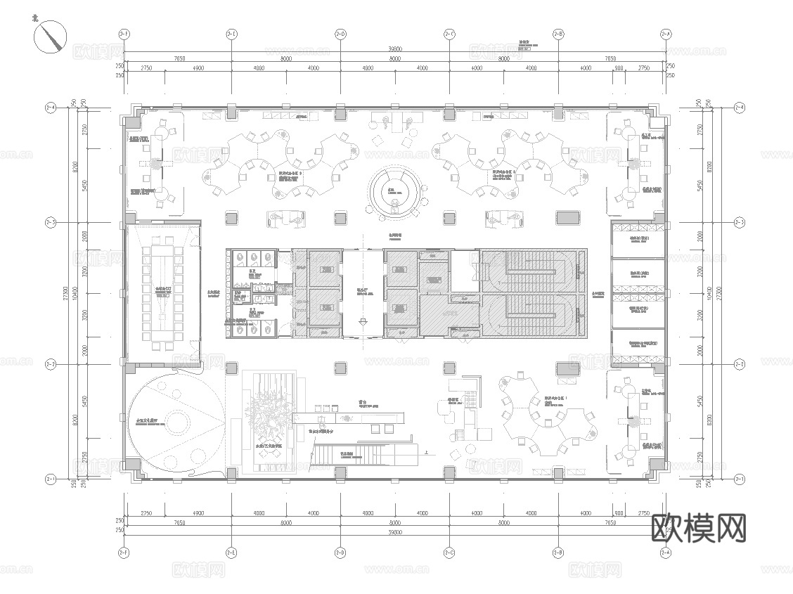 最新办公室平面施工图cad施工图