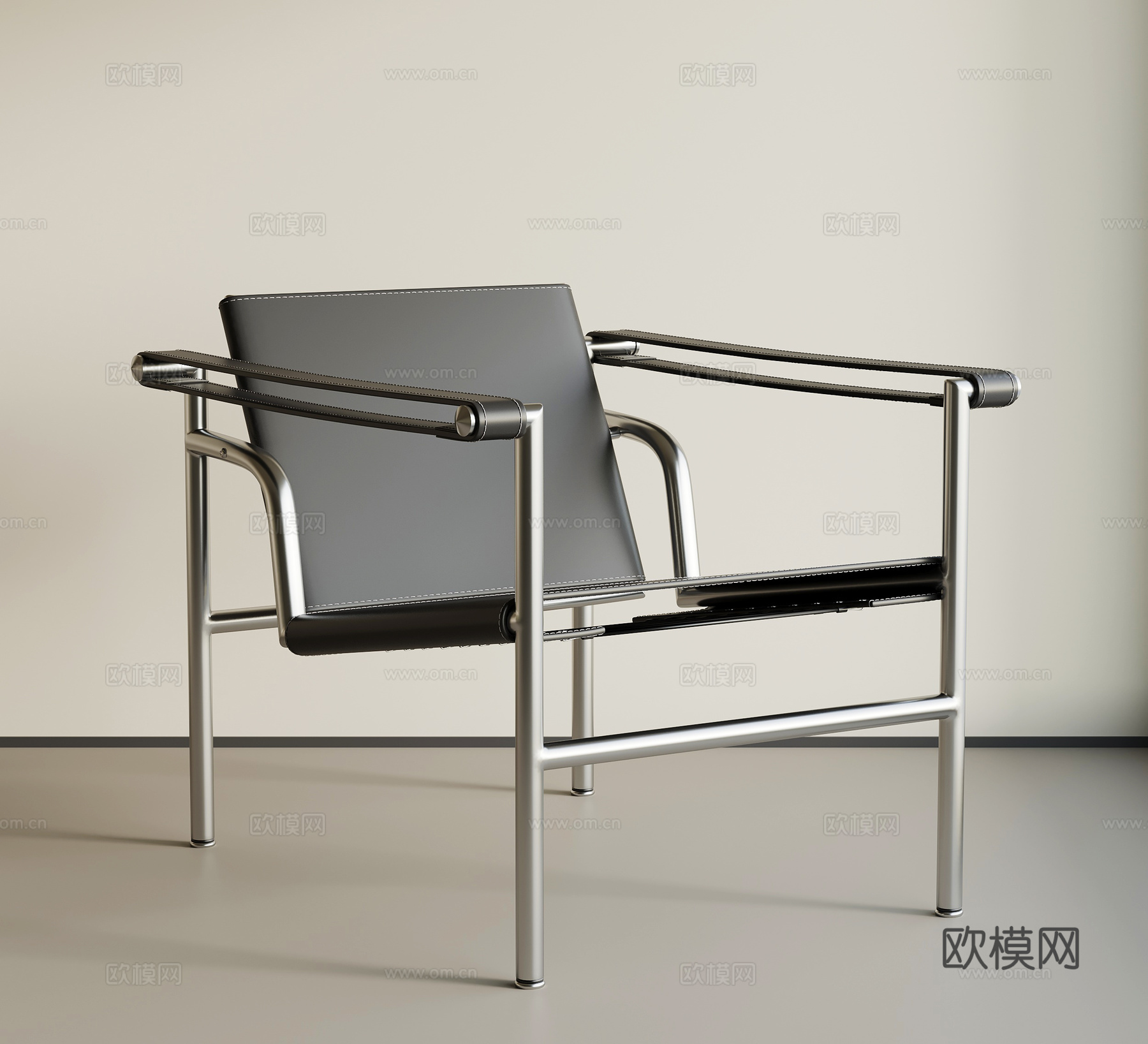 现代意式休闲椅 皮革休闲椅 单人沙发su模型