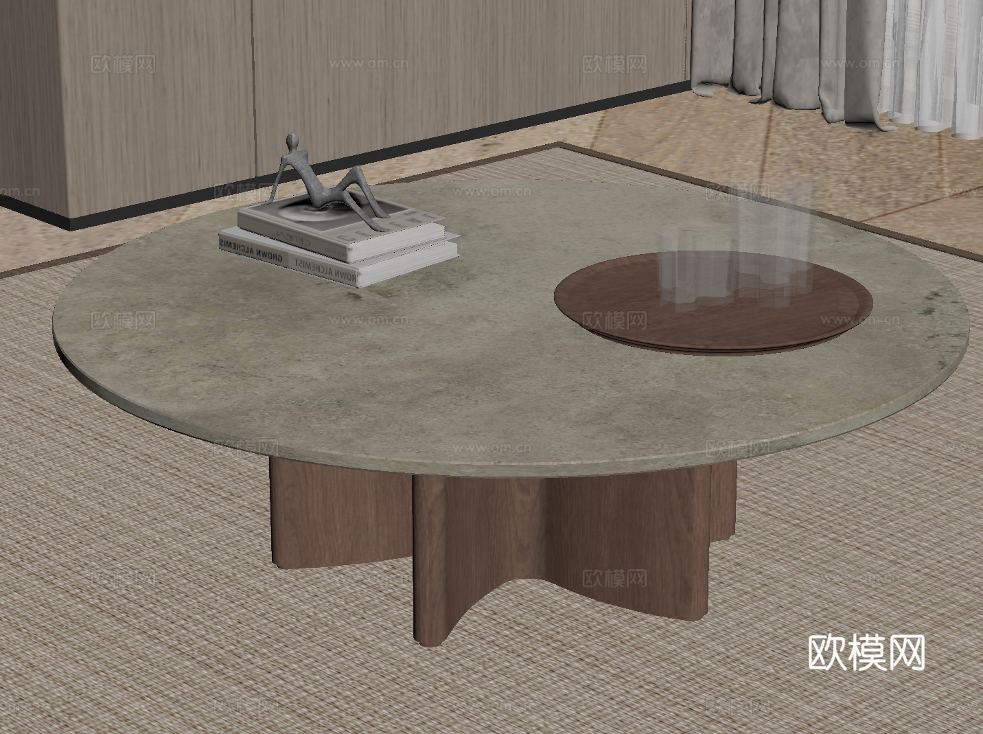 侘寂中古风茶几su模型