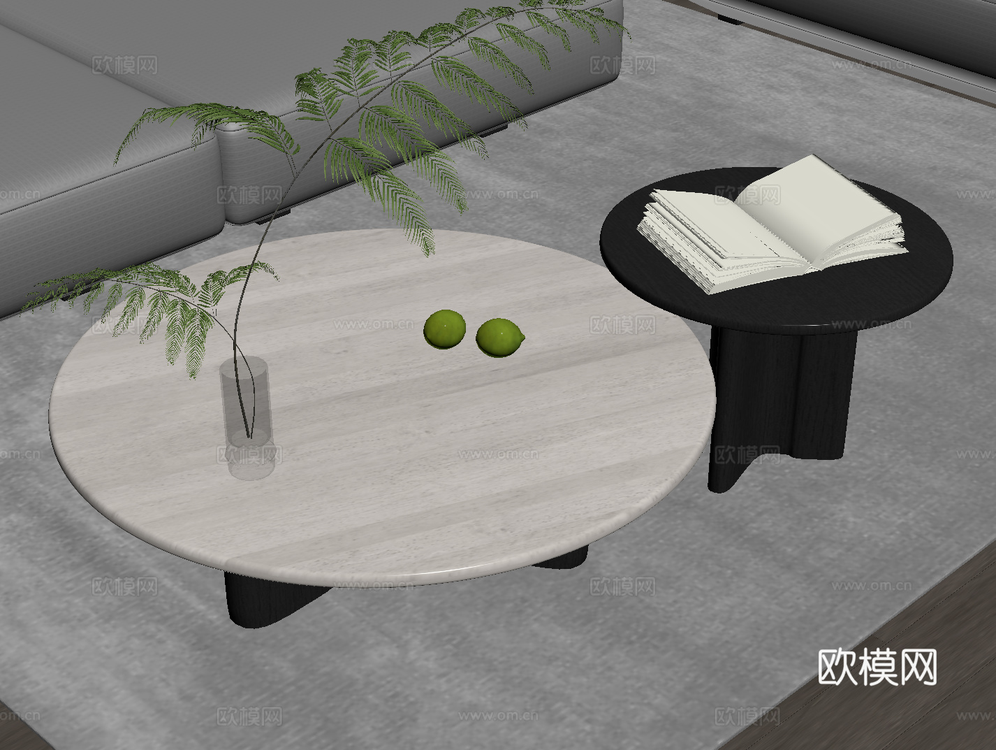 现代意式茶几su模型