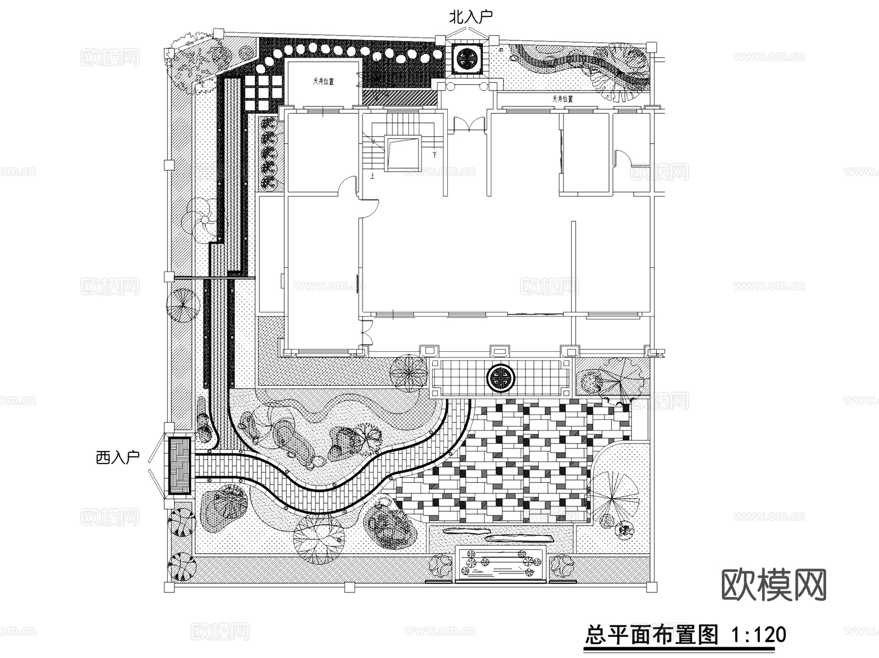 新中式别墅庭院花园景观CAD施工图整套cad施工图