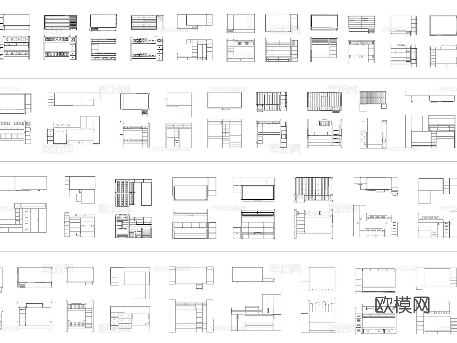 2026年最新上下床双层床高低床CAD图库cad施工图cad施工图