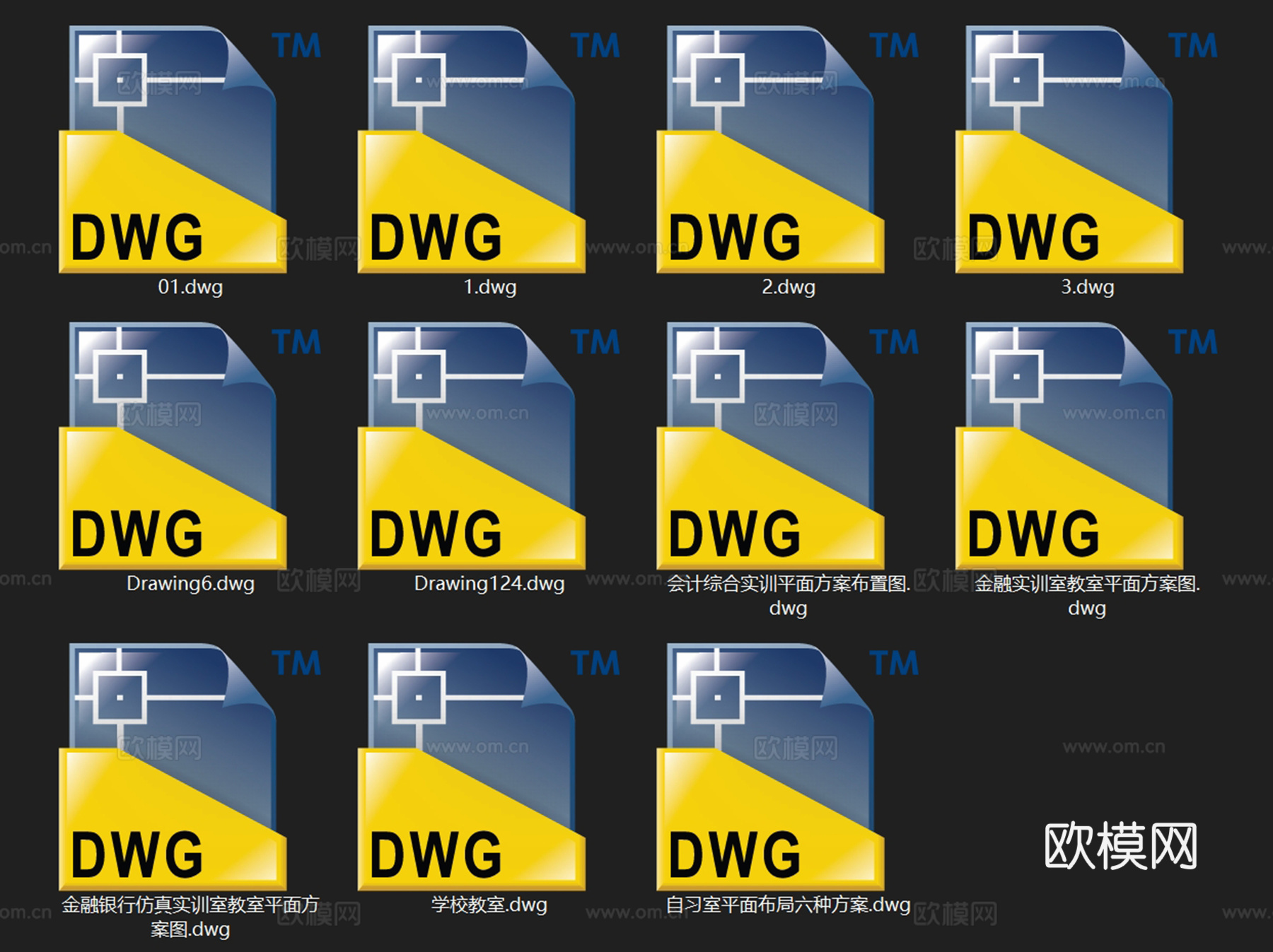 教室阶梯课室实训室自习室培训室室内工装平面图CAD施工图集cad施工图