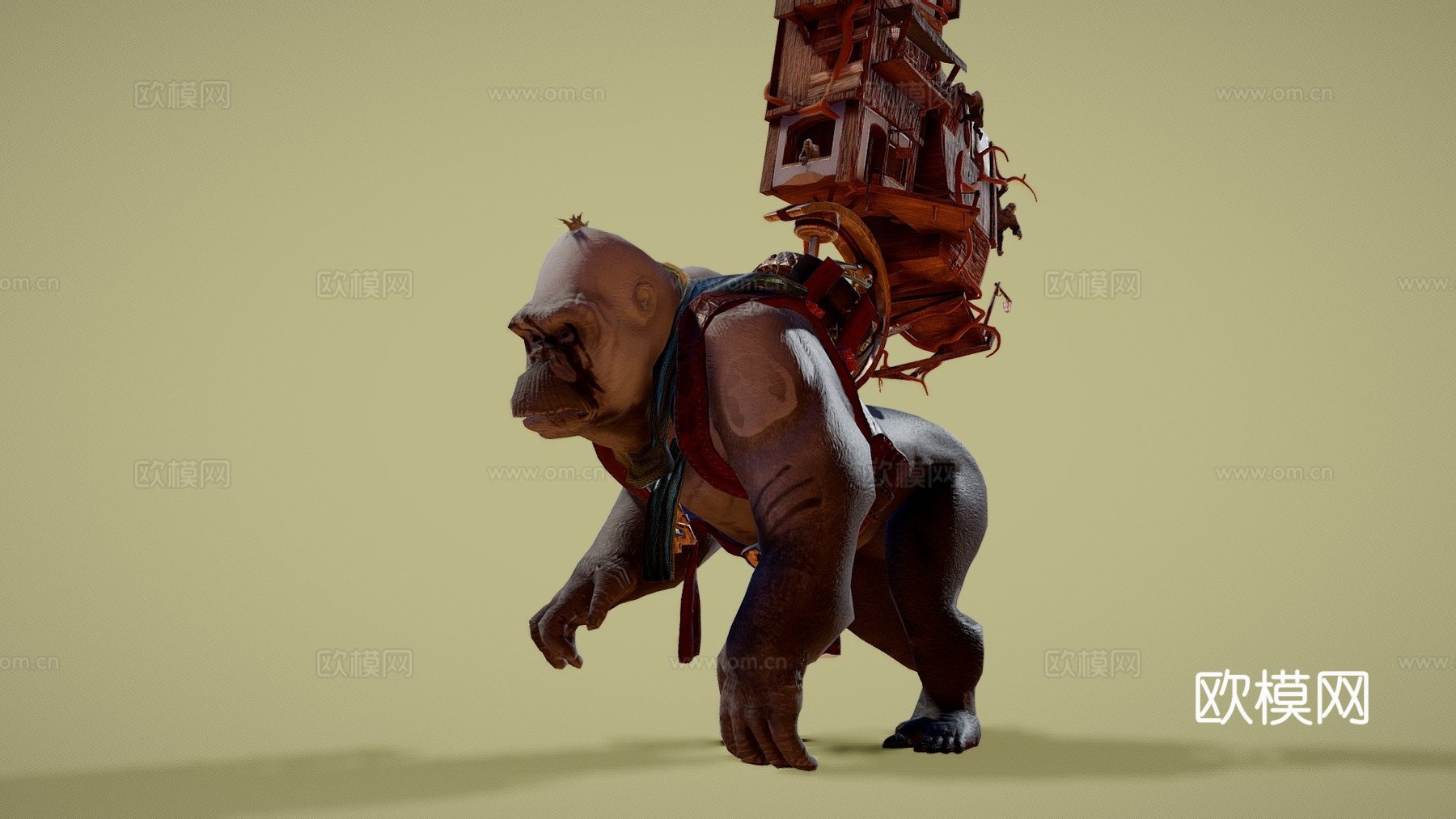 大猩猩镇3d模型下载（渲染图1）