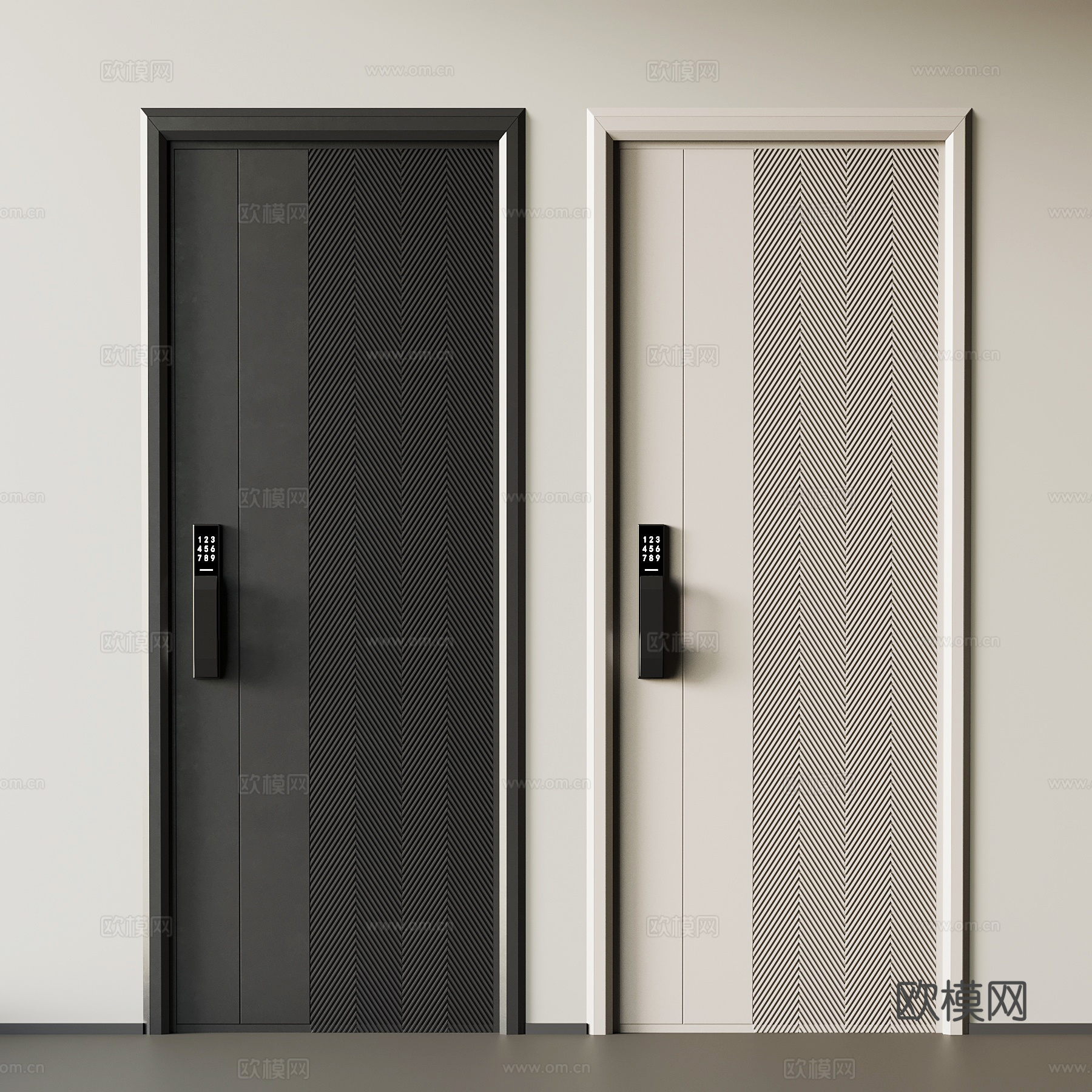 现代意式单开门 入户门su模型