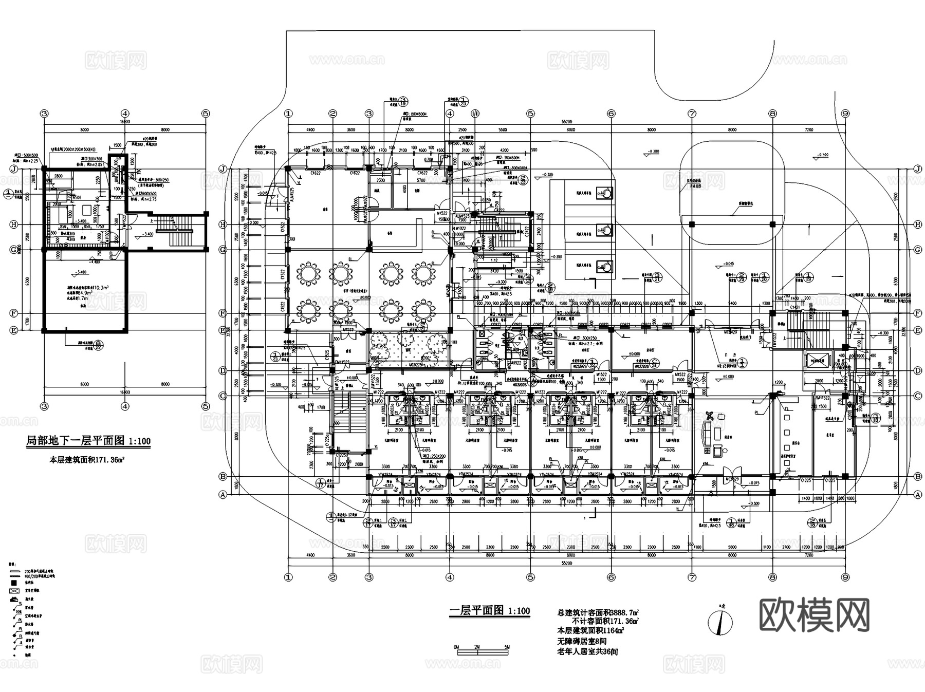 养老院敬老院老年活动中心建筑CAD施工图集 35套cad施工图