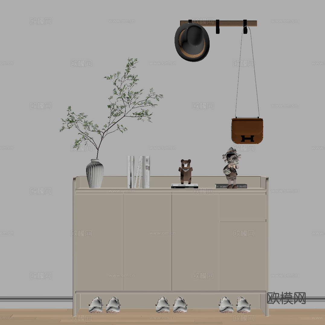 现代鞋柜 玄关柜su模型