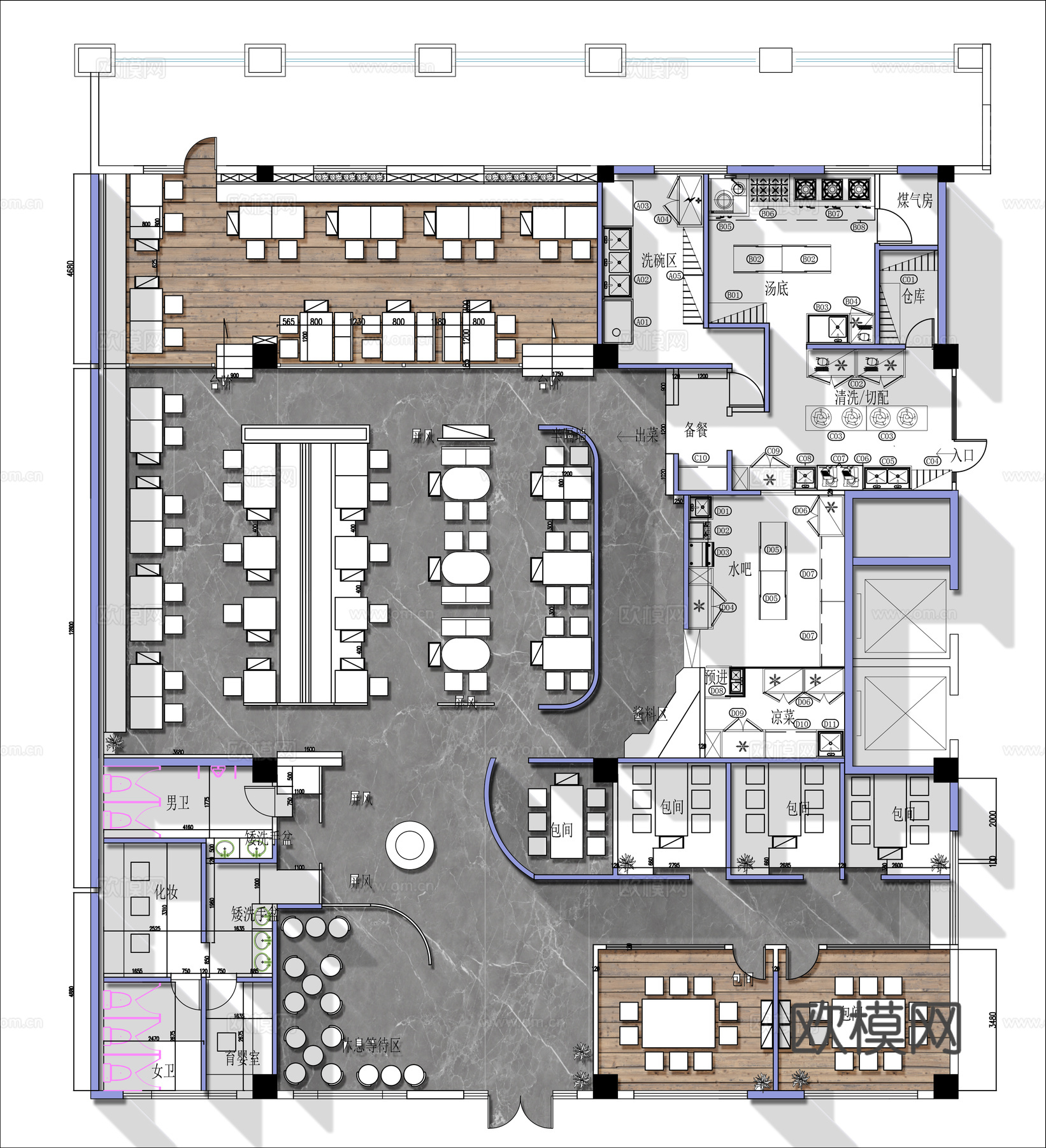 火锅烧烤店 最新全套施工图合集cad施工图