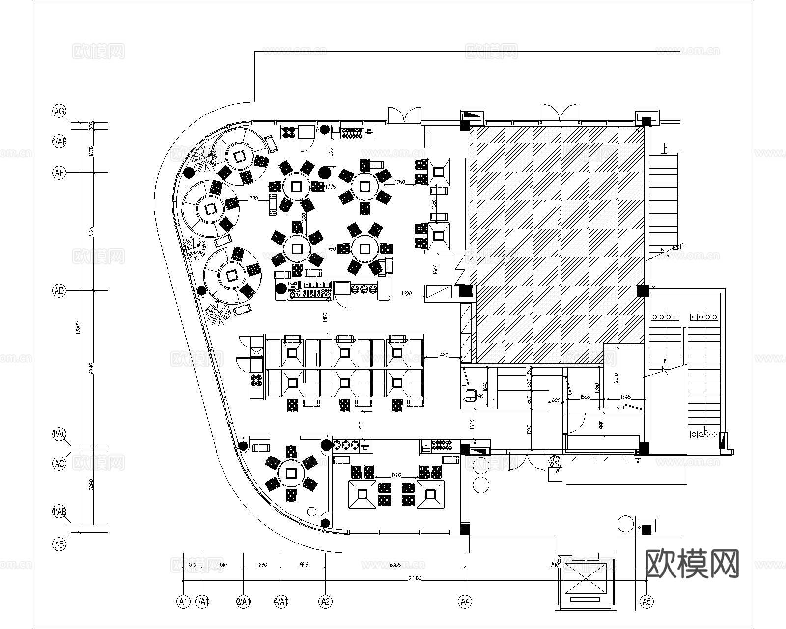 烧烤店 最新平面施工图合集cad施工图