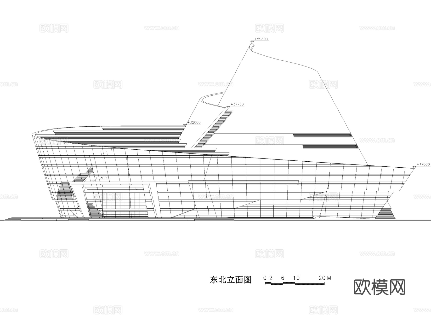 东莞市大剧院影剧场平立剖面建筑CAD施工图cad施工图