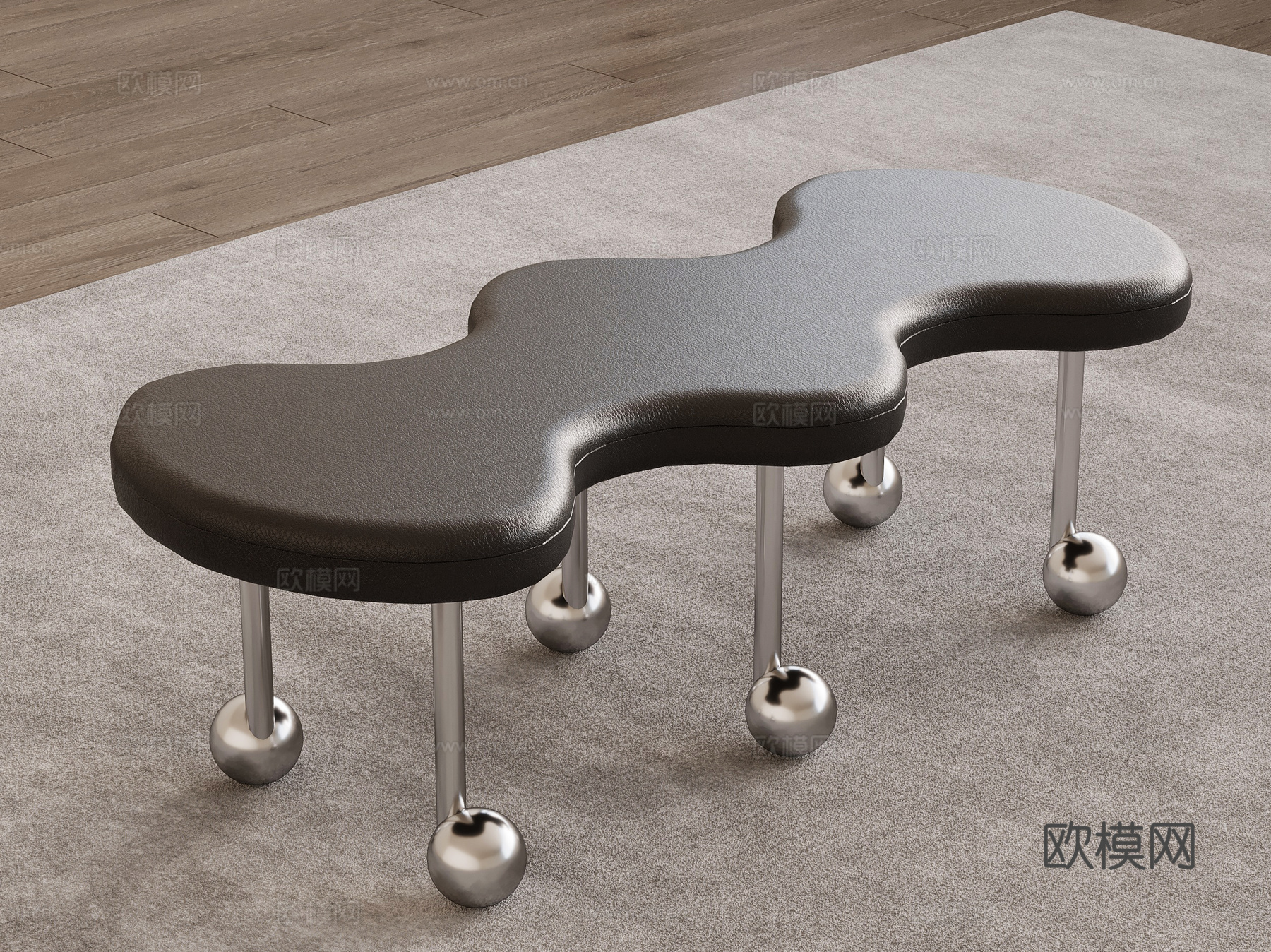 现代意式长凳 床尾凳 沙发凳 换鞋凳su模型