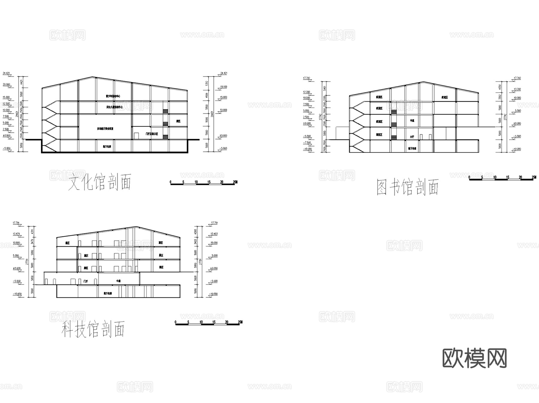 重庆江津一院四馆两中心剧院文化馆博物馆建筑平面CAD施工图cad施工图