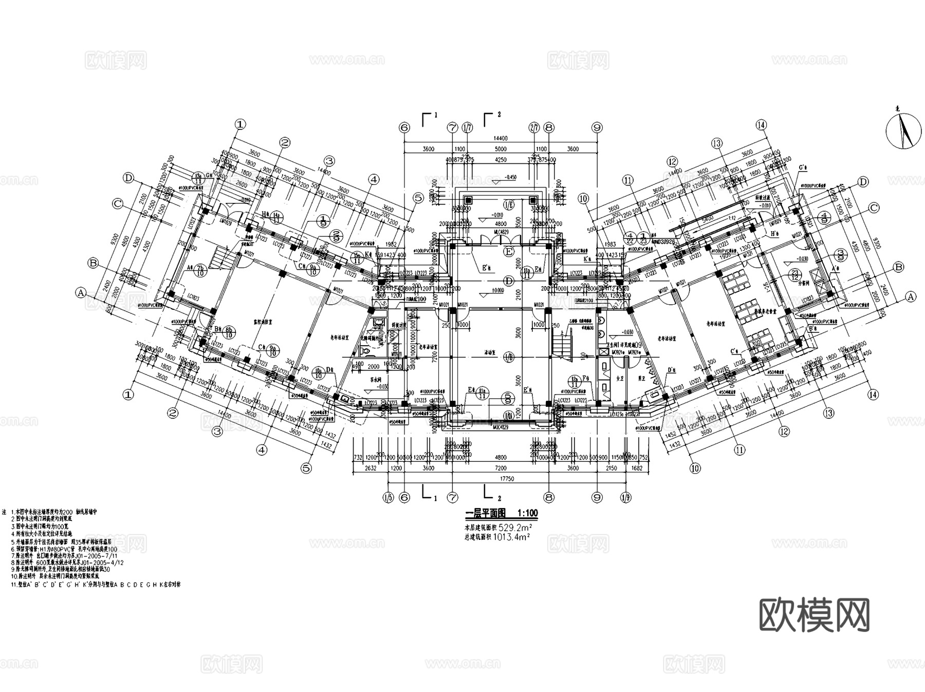 养老院敬老院老年活动中心建筑CAD施工图集 35套cad施工图